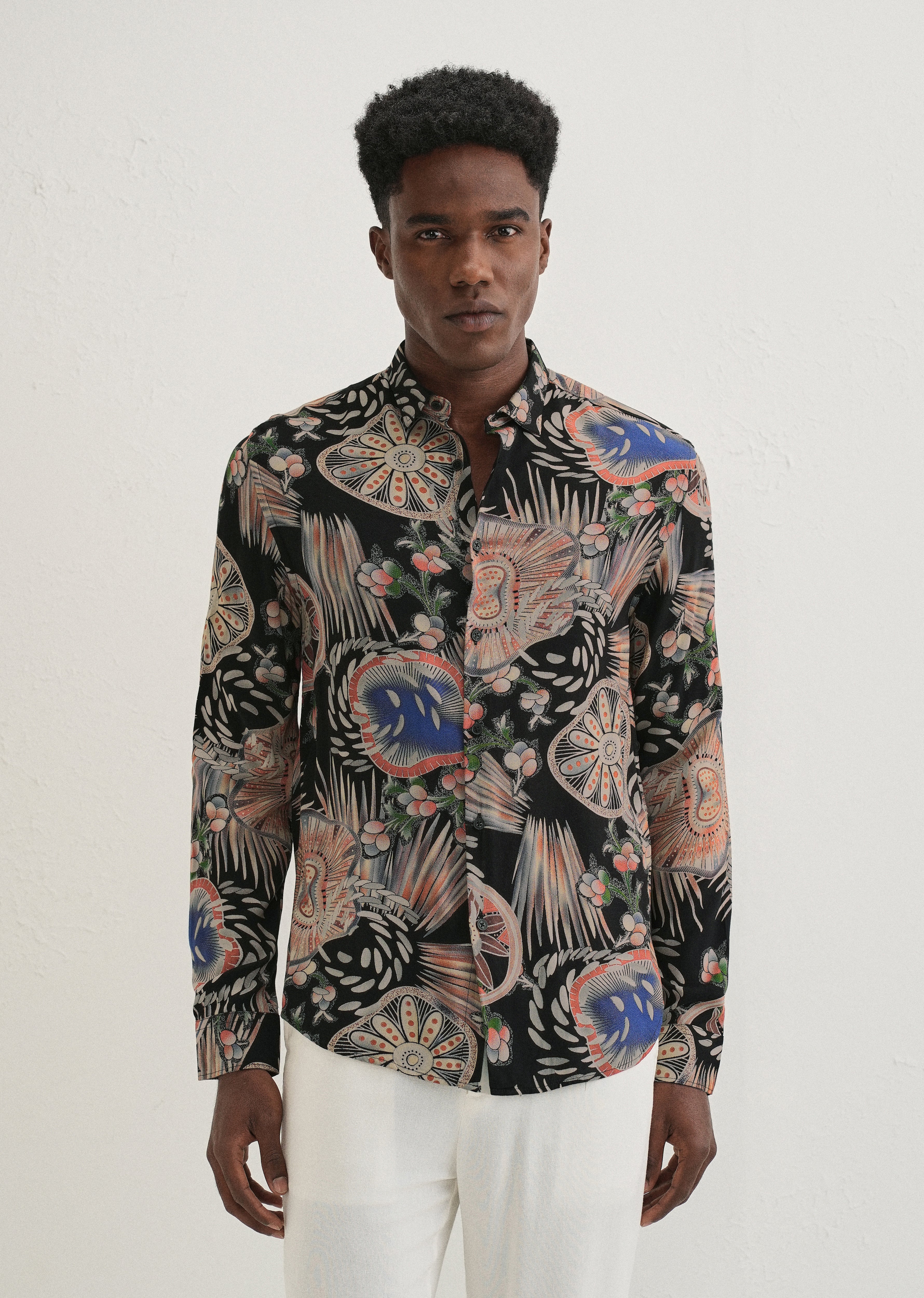 Black Abstract Feather Shirt