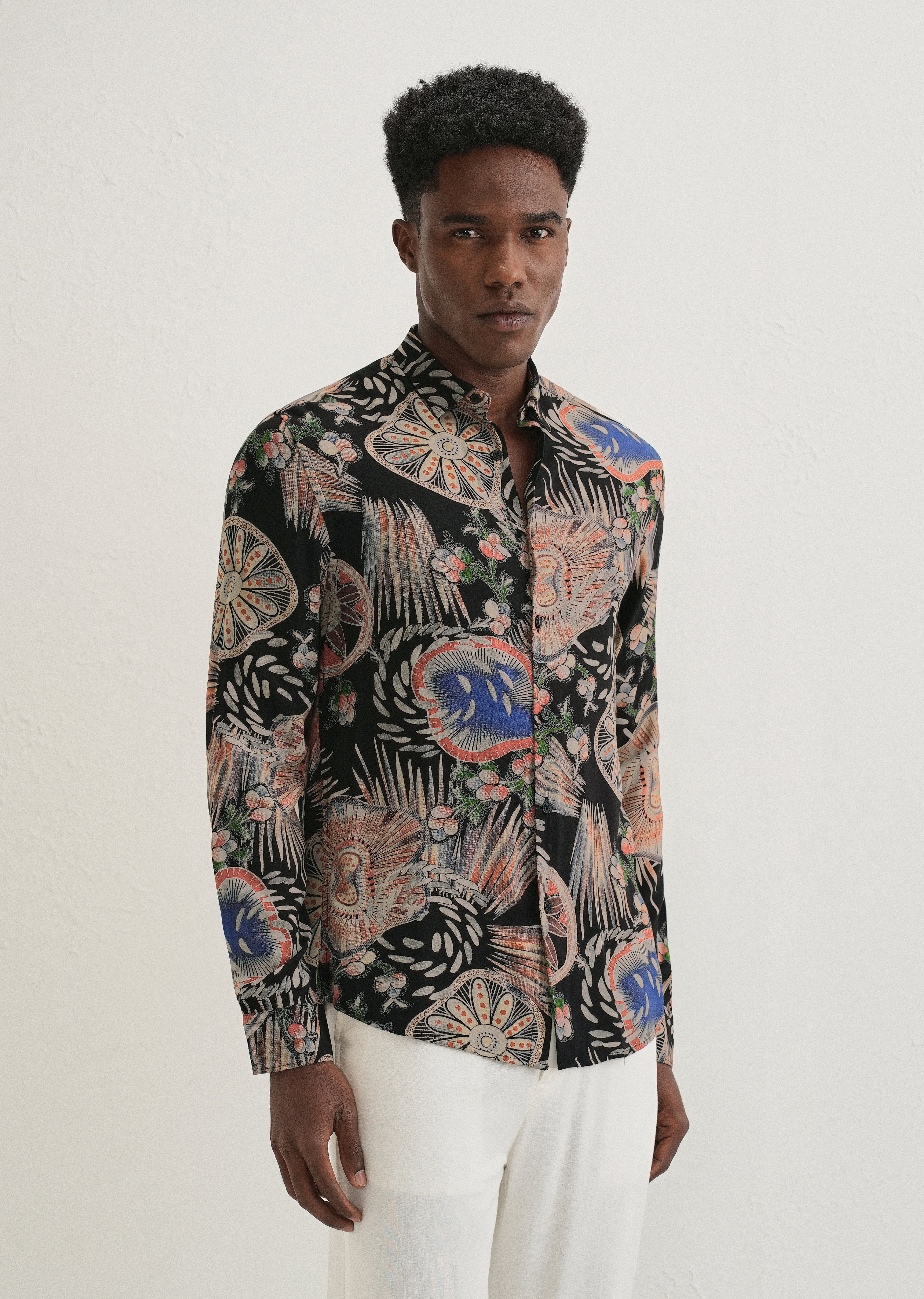 Black Abstract Feather Shirt