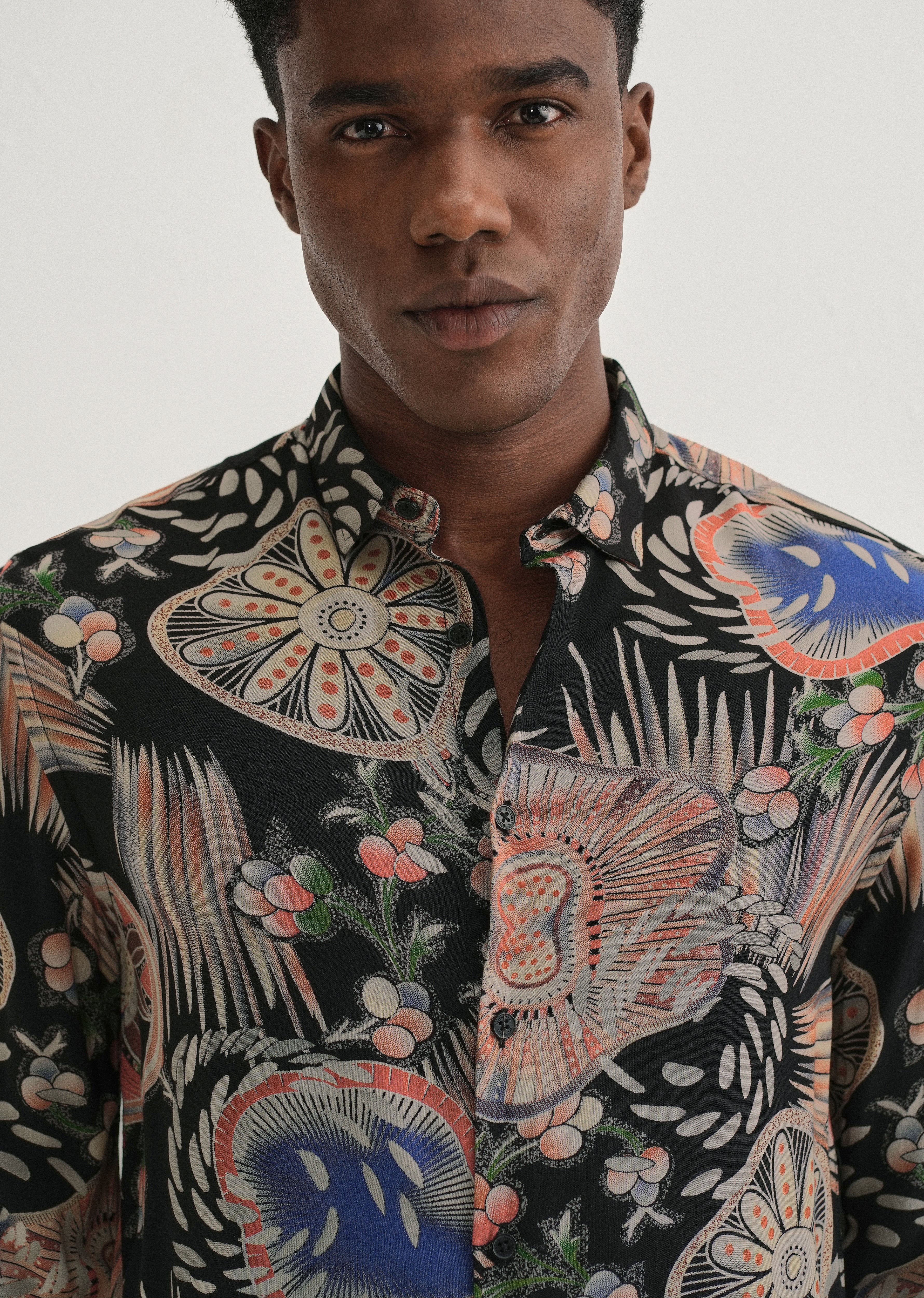 Black Abstract Feather Shirt
