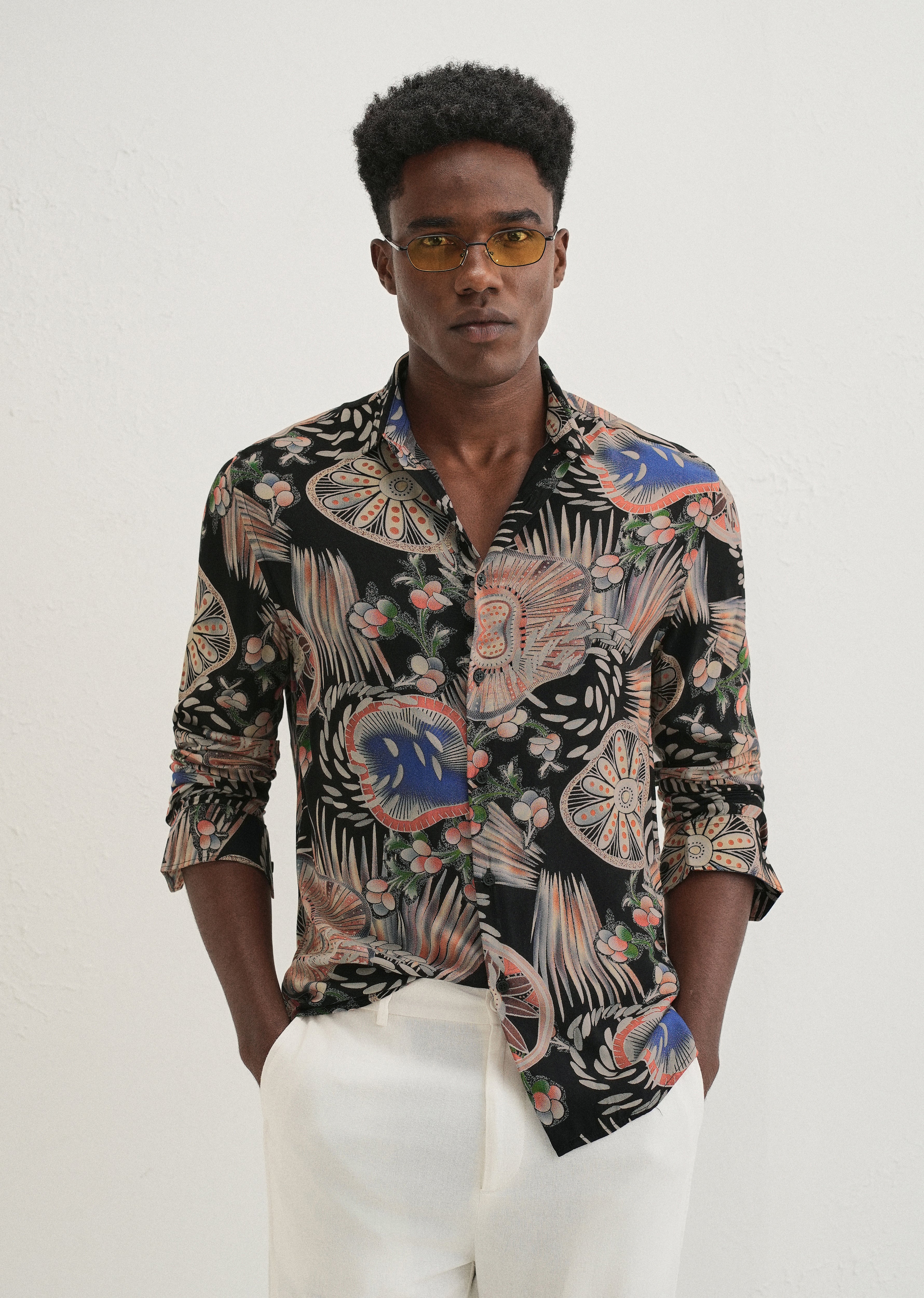 Black Abstract Feather Shirt