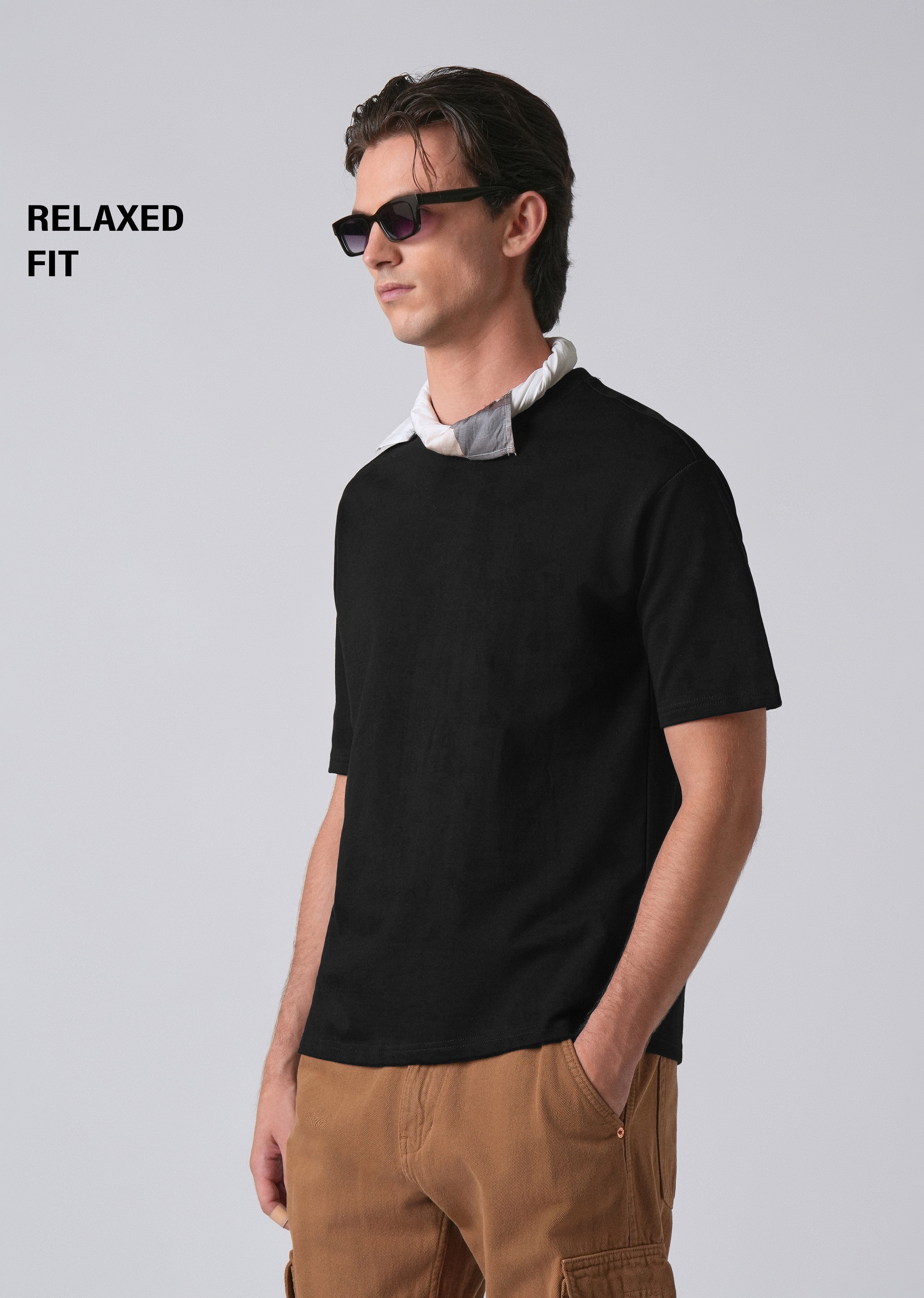 Black Basic Relaxed Fit T-shirt