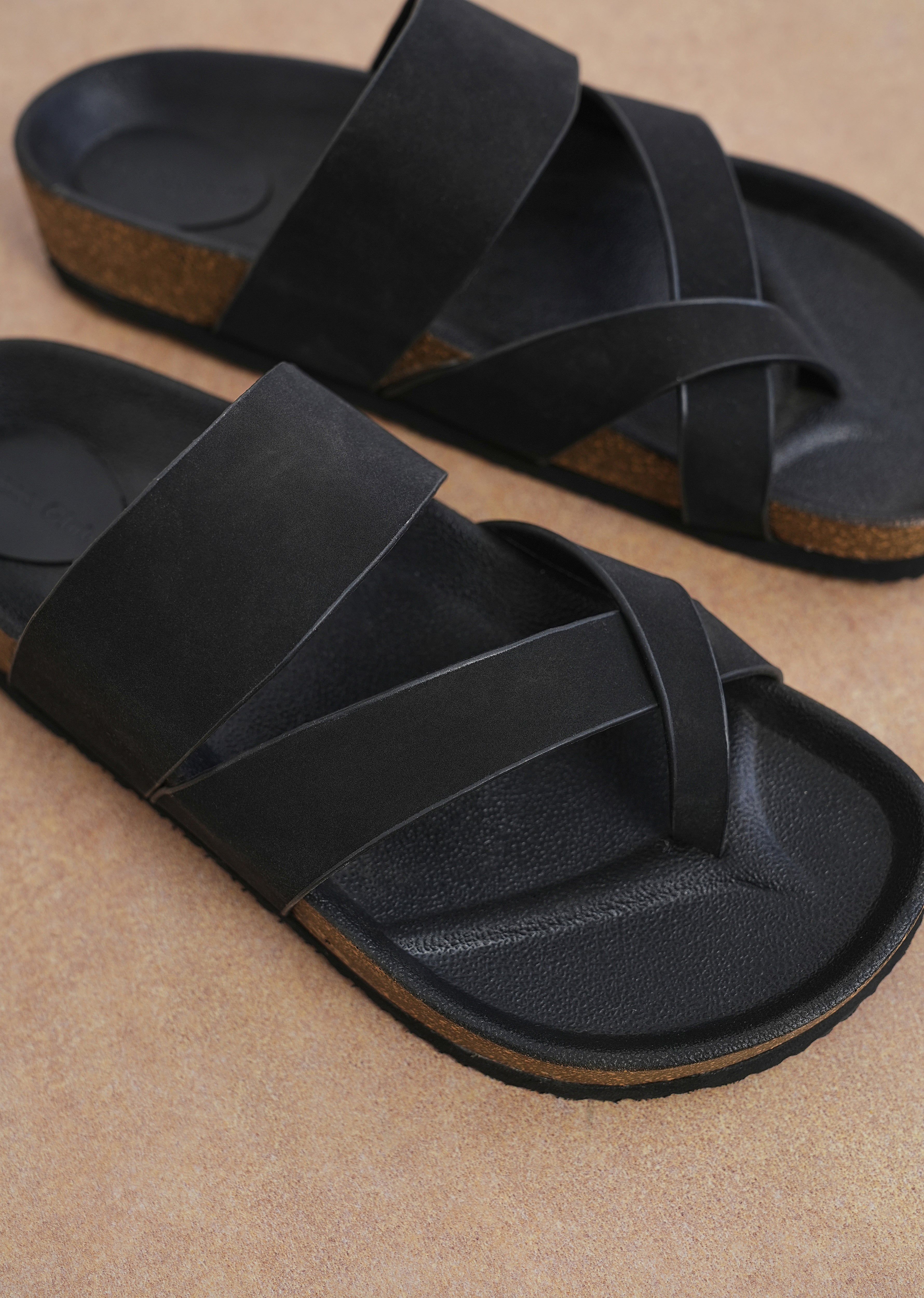Black Classic Criss-Cross Comfort Sandals