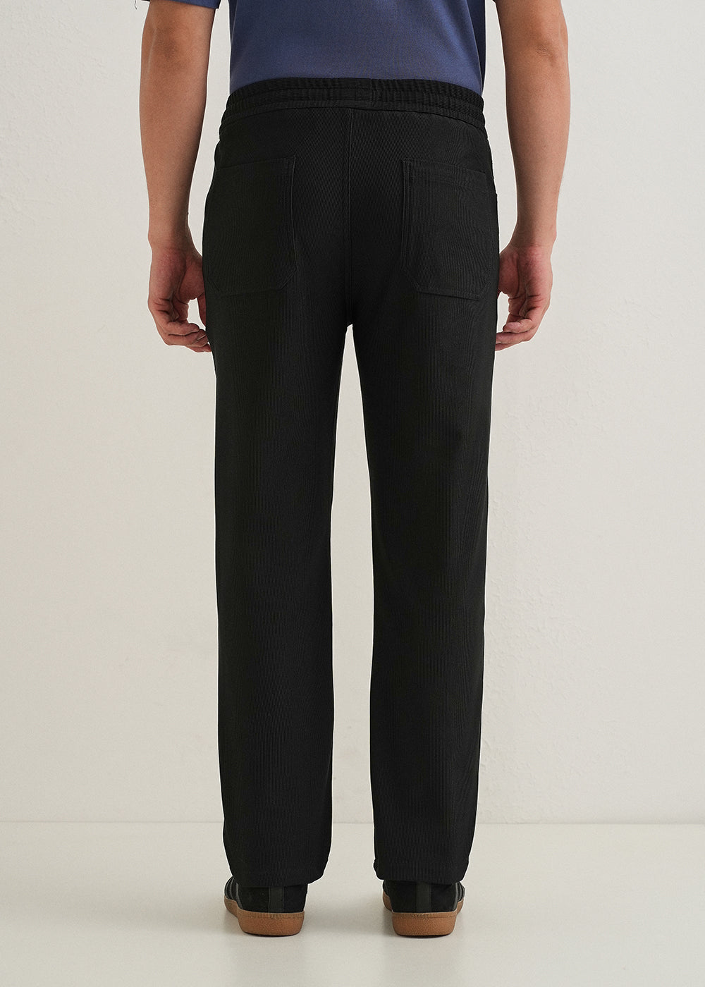 Black Straight Fit Corduroy Pants