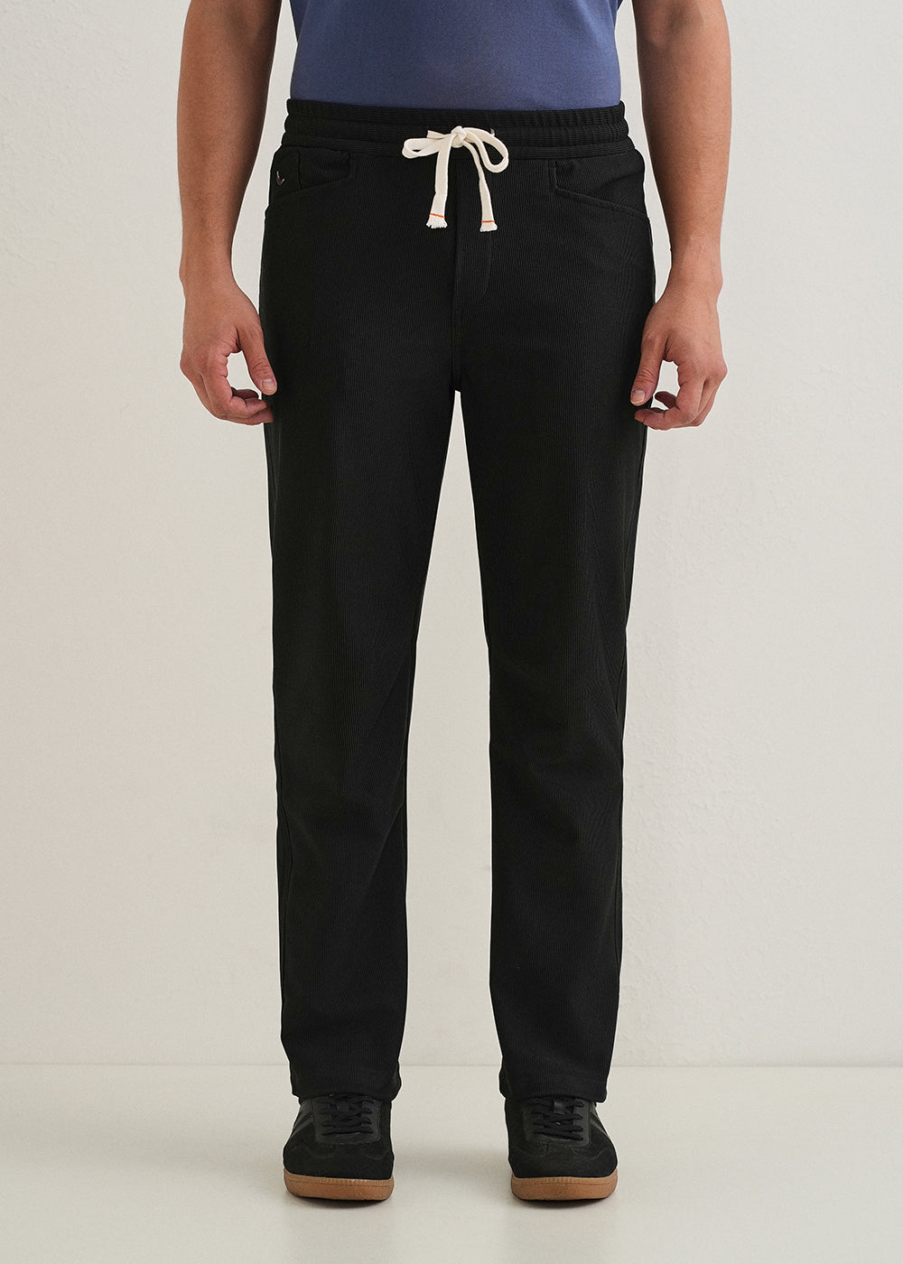 Black Straight Fit Corduroy Pants