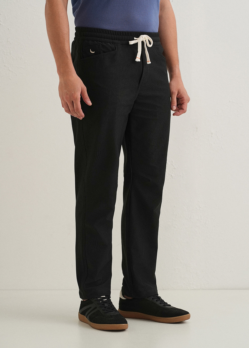 Black Straight Fit Corduroy Pants