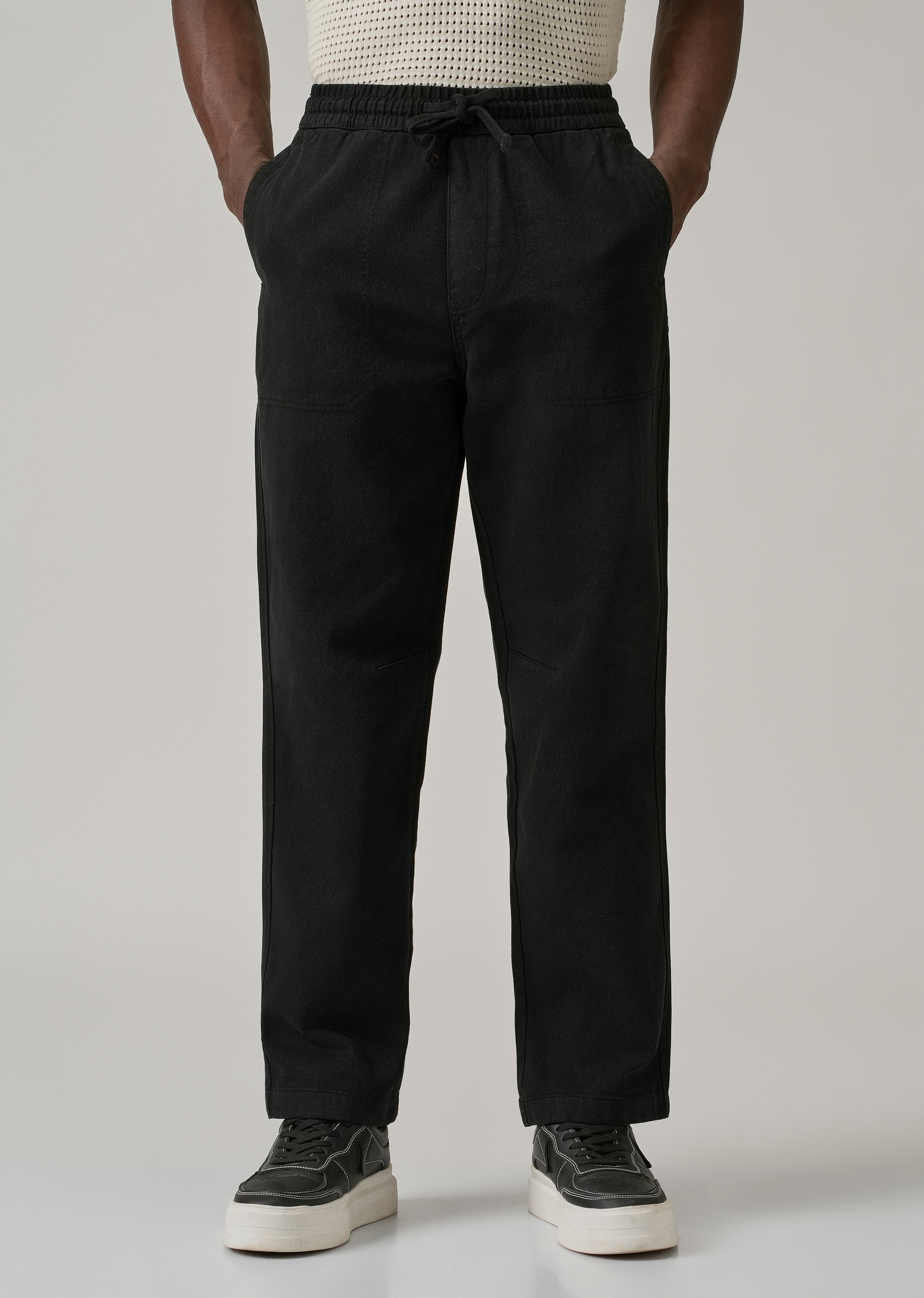 Black Drawstring Drill Denim