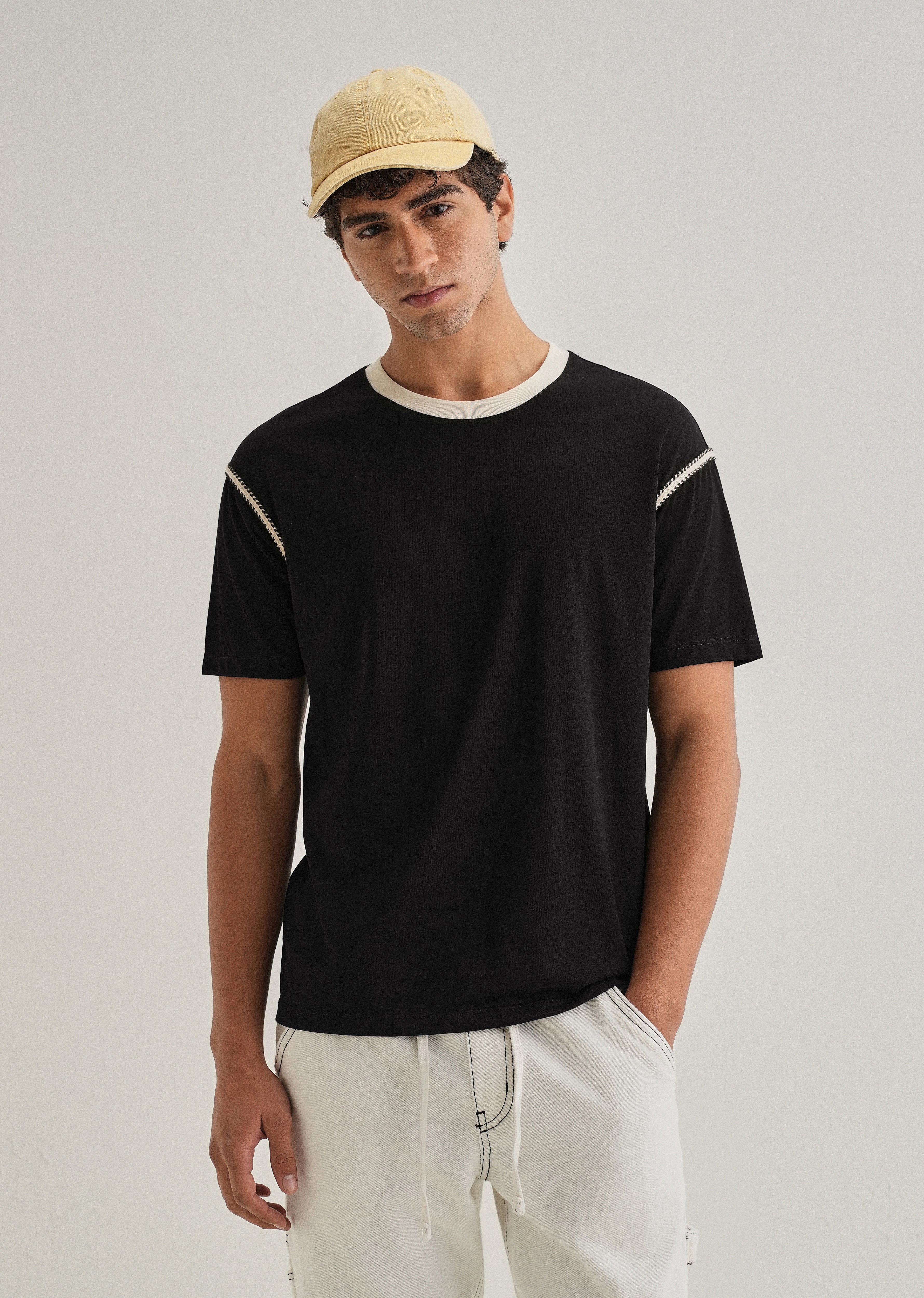 Black Lace Applique T-shirt