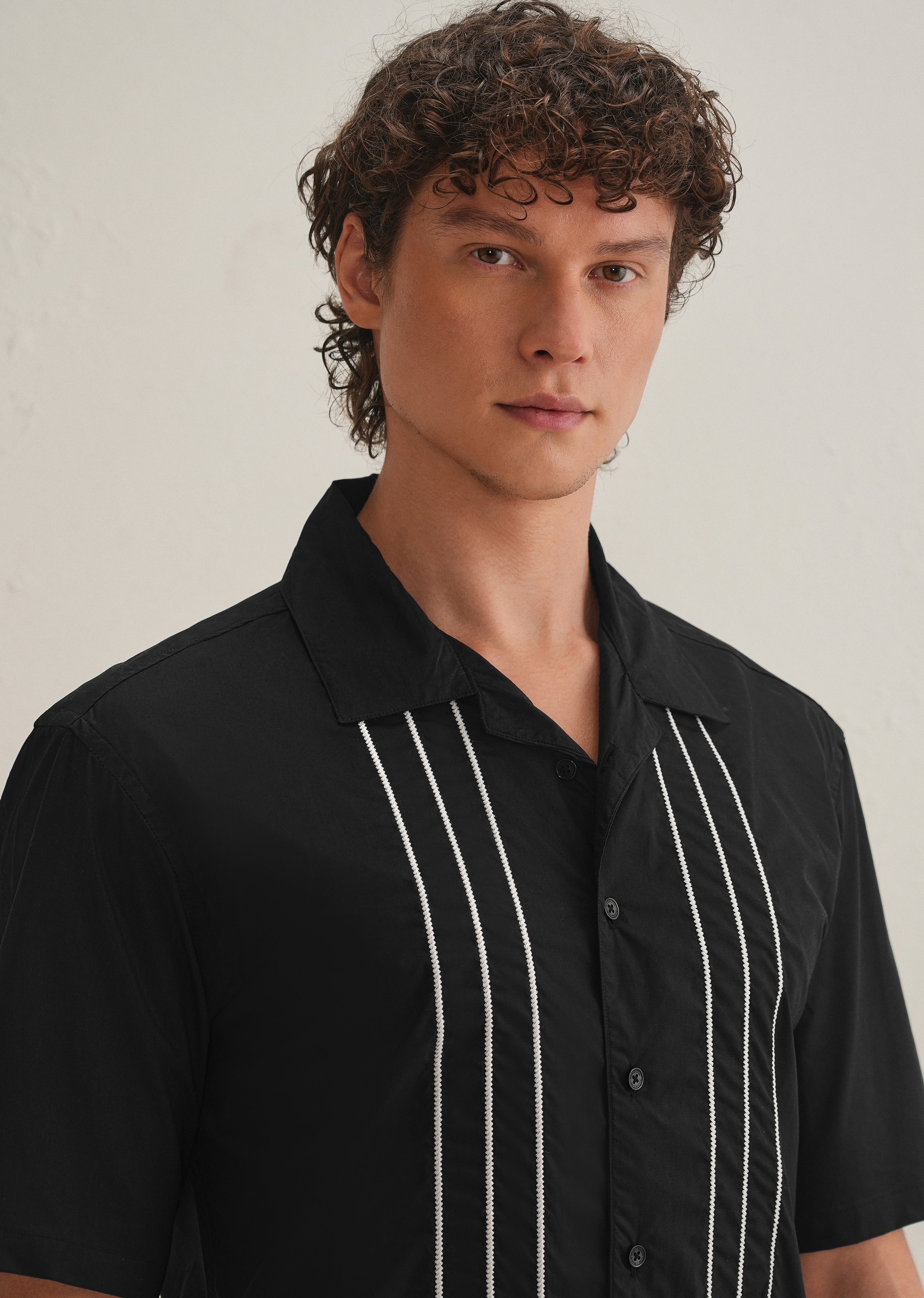 Black Line Embroidery Shirt