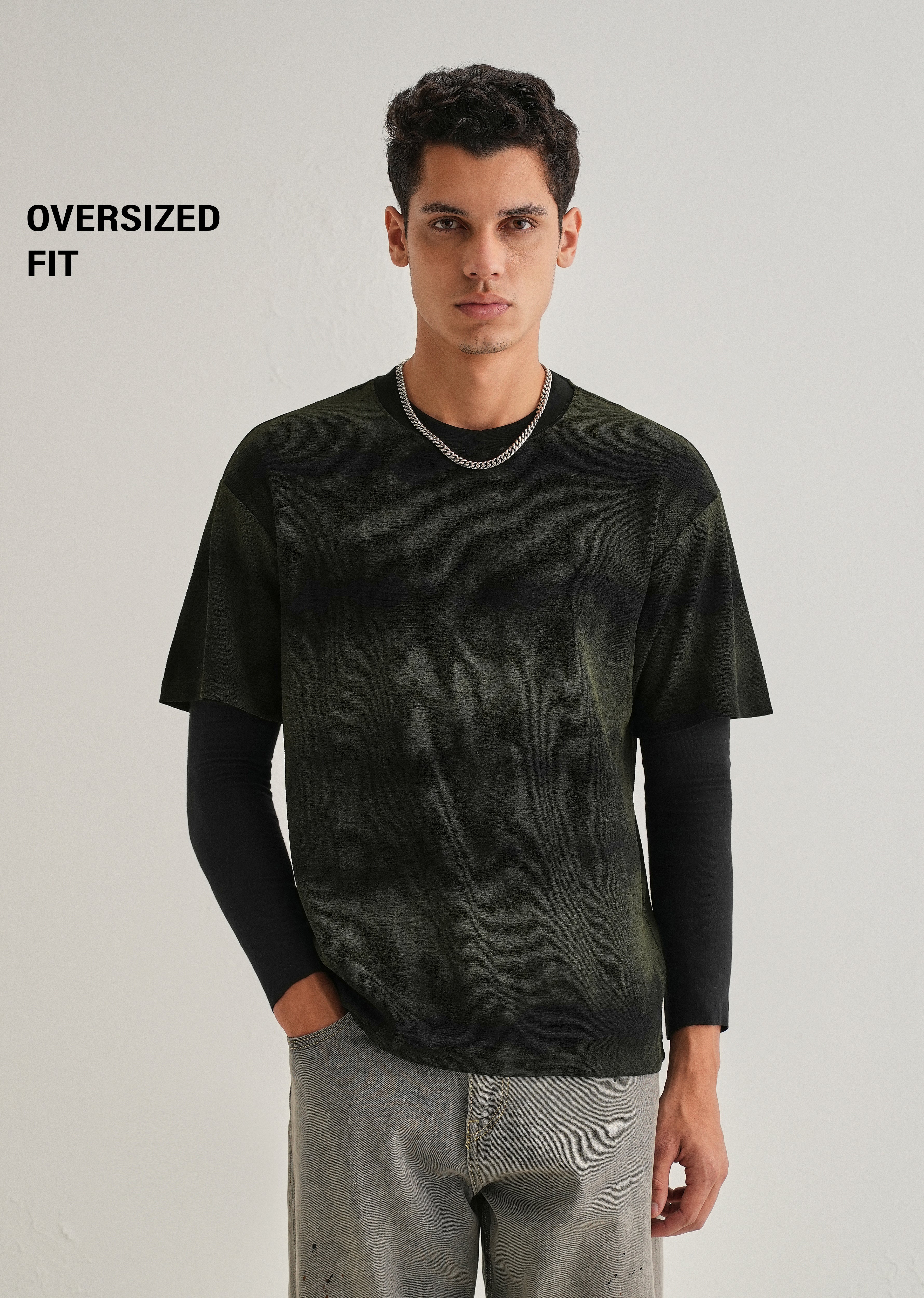 Black Olive Tie & Dye Oversized T-shirt