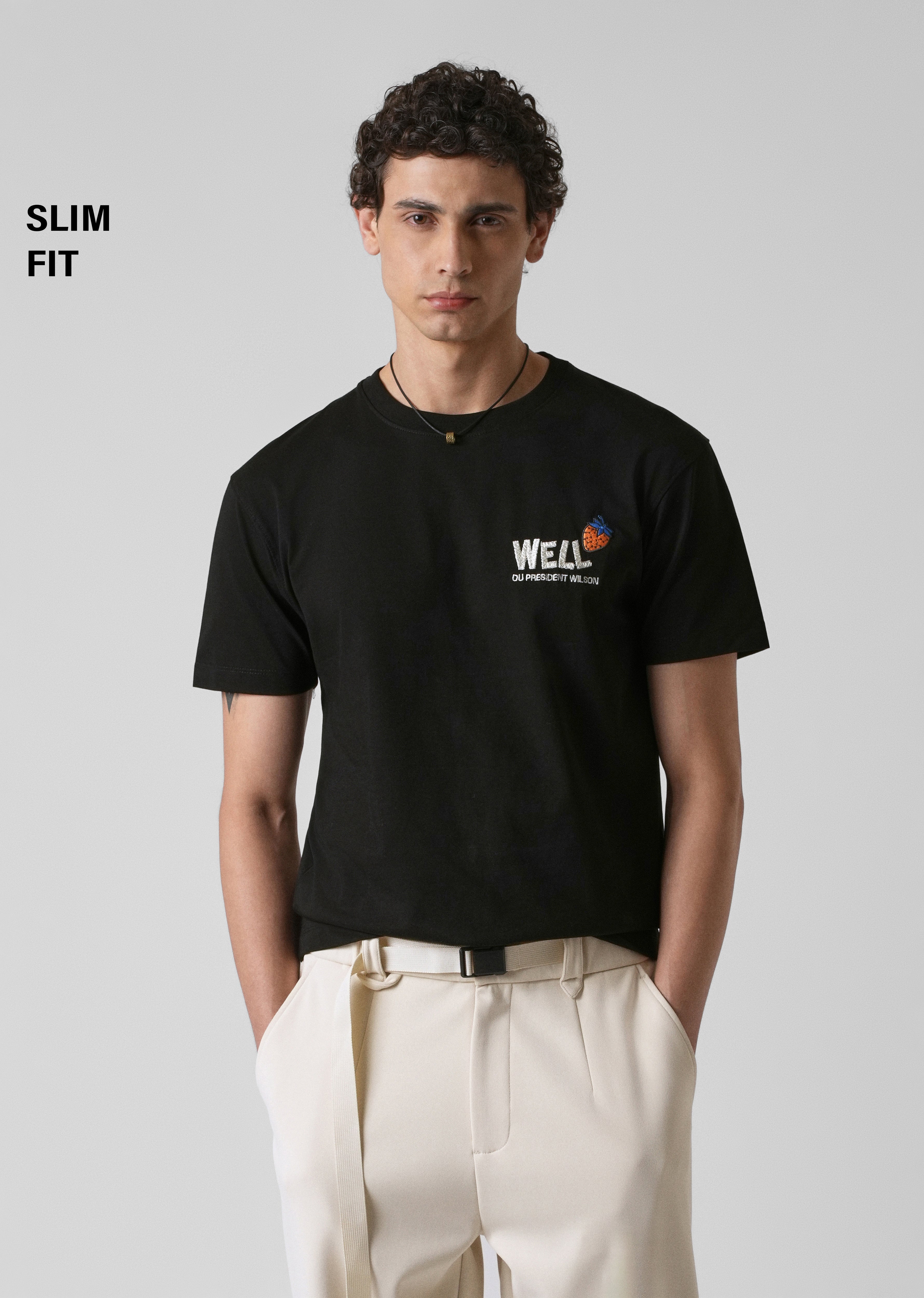 Black Printed Slim Fit T-shirt