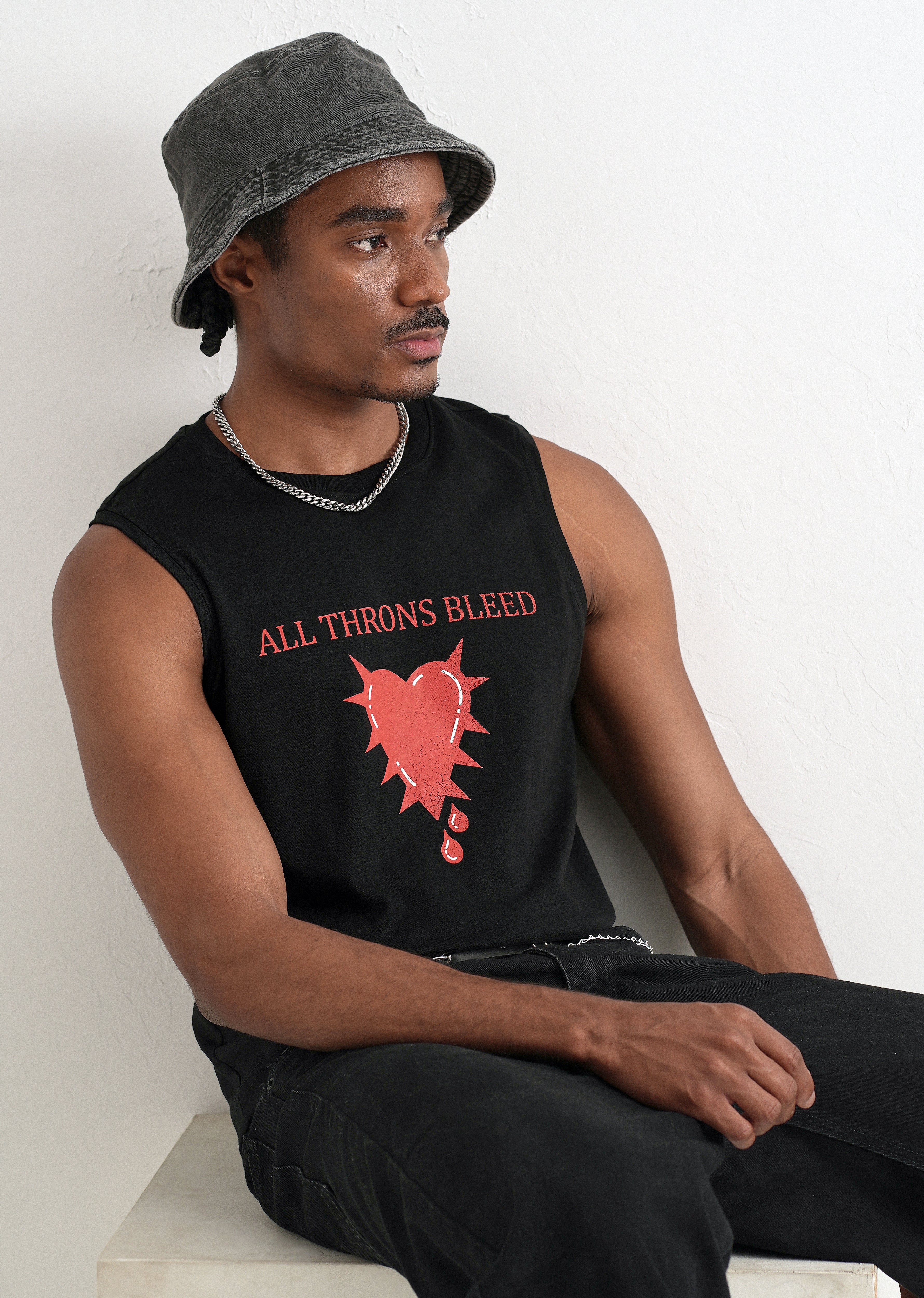 Midnight Black Printed Tank