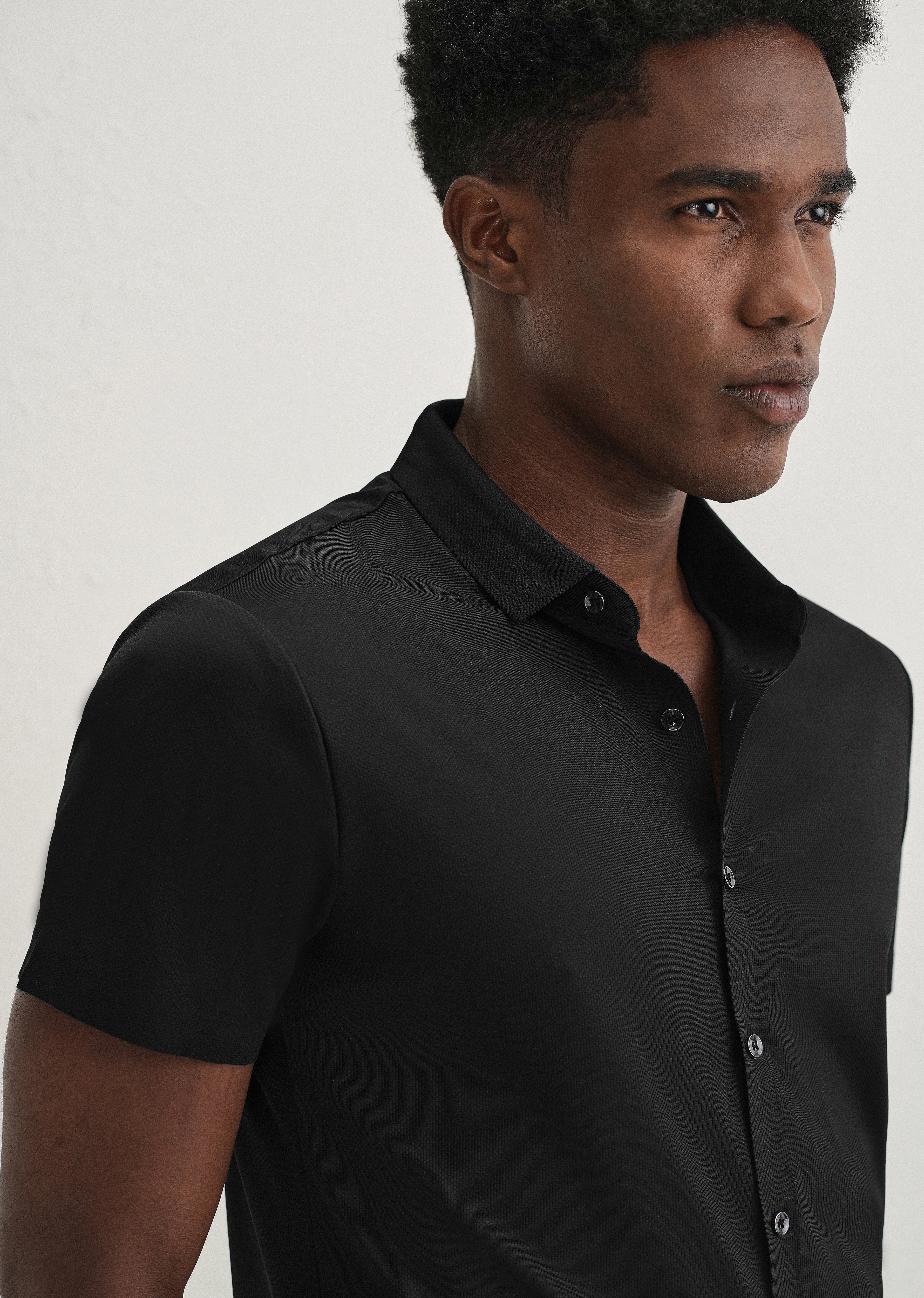 Black Self Patterned Stitchless Shirt