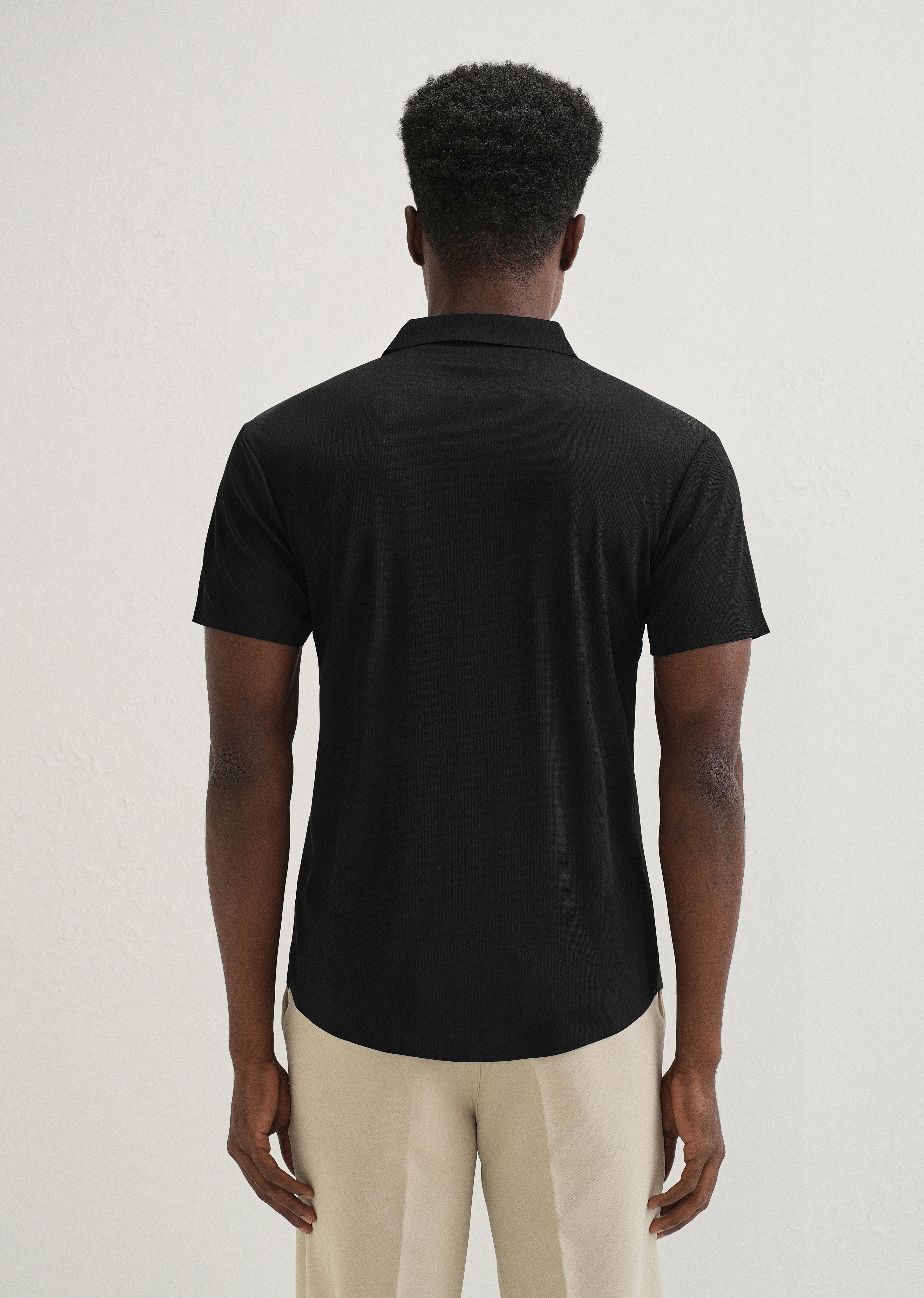 Black Self Patterned Stitchless Shirt