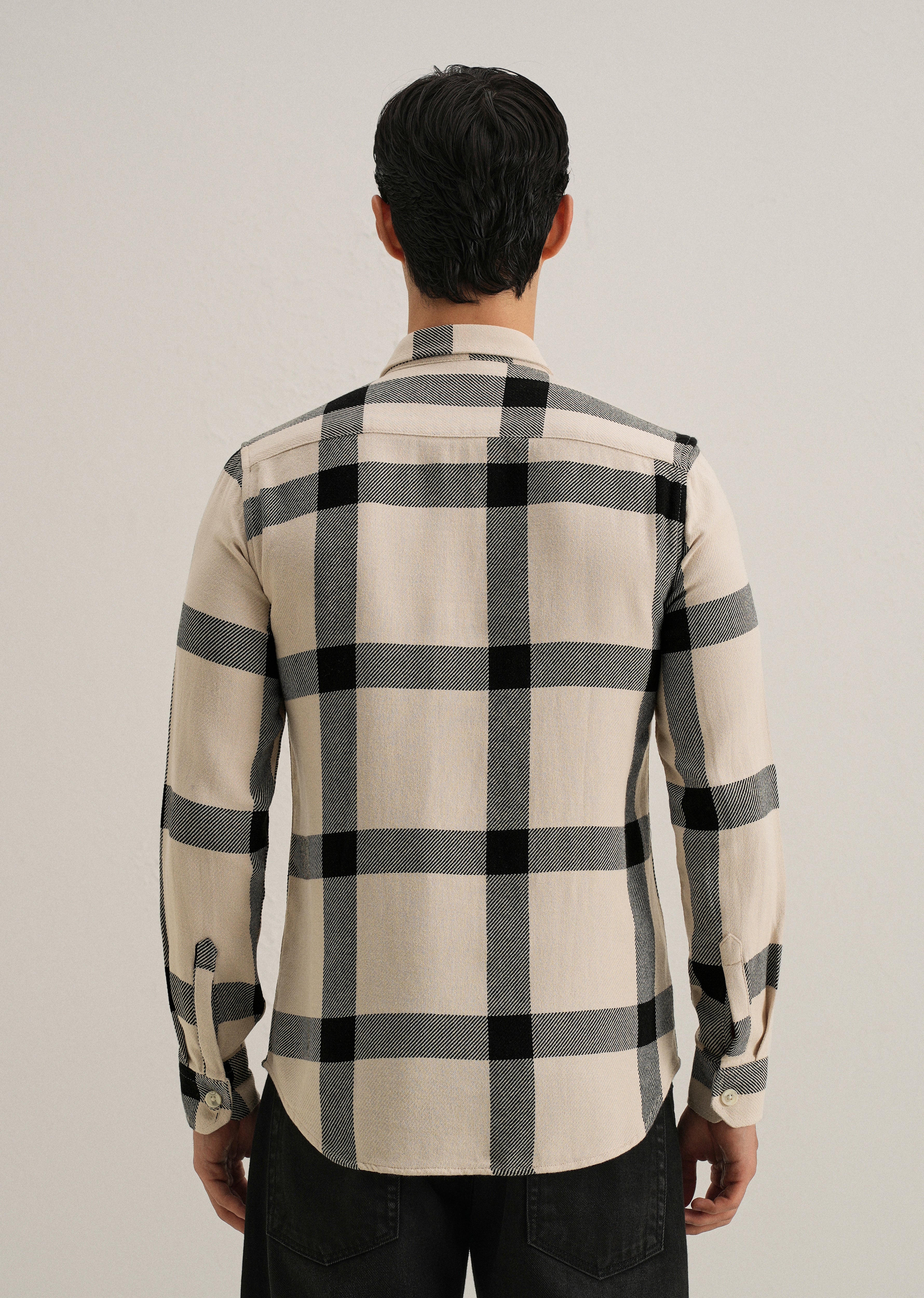 Black & White Brushed Cotton Check Shirt