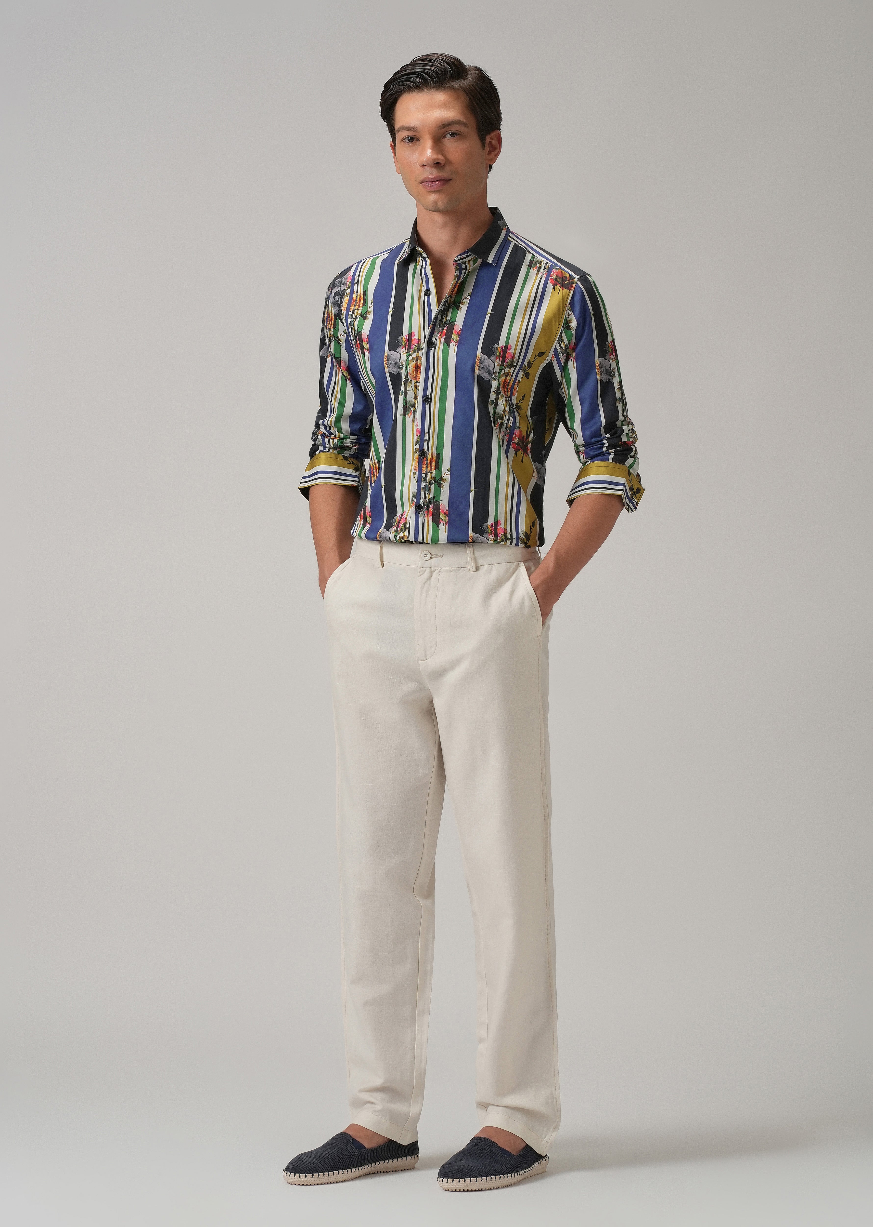 Blossom Full Sleeve Striped Printed Shirt