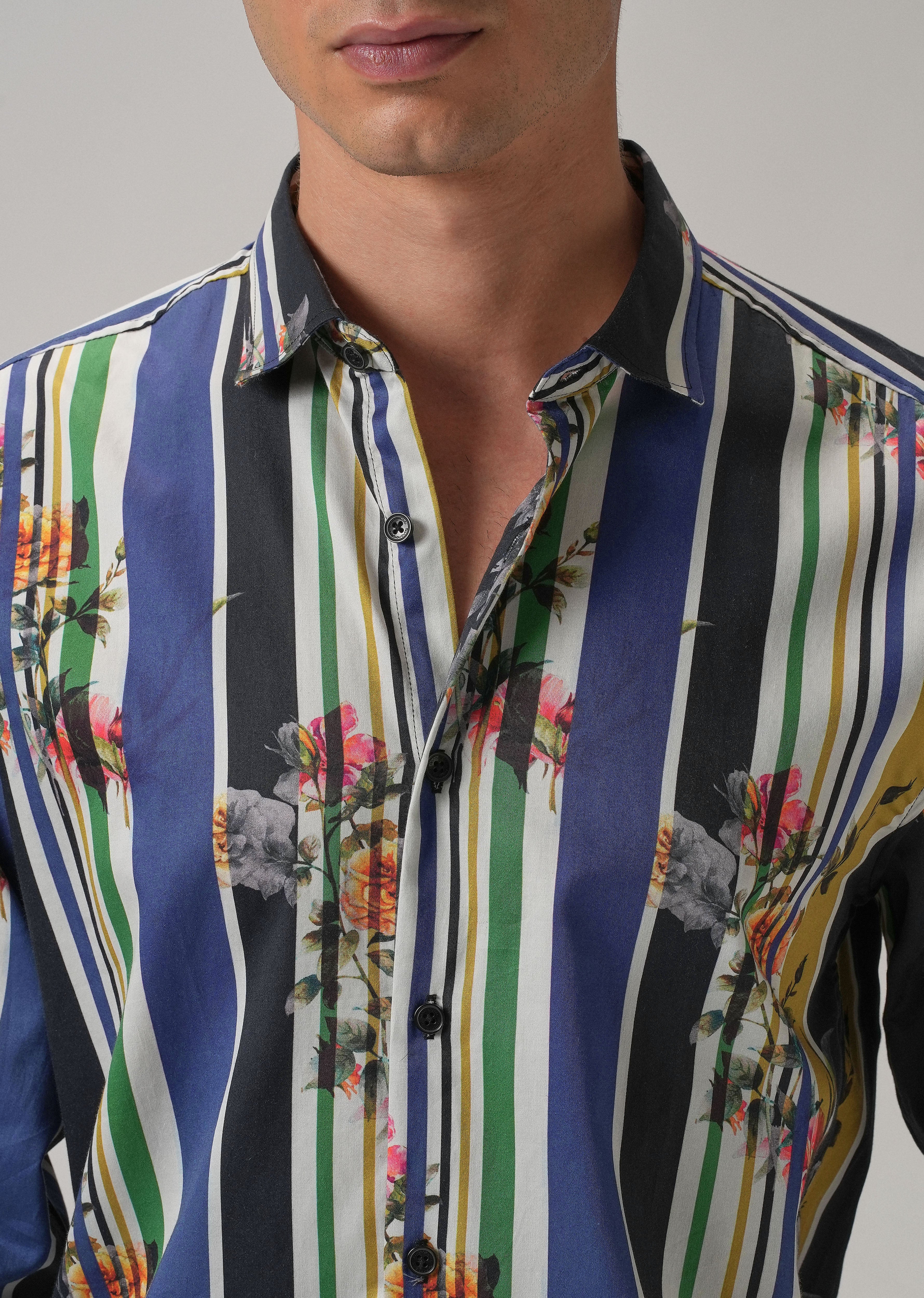 Blossom Full Sleeve Striped Printed Shirt