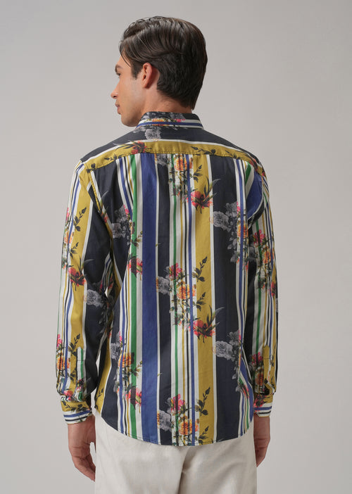 Blossom Full Sleeve Striped Printed Shirt