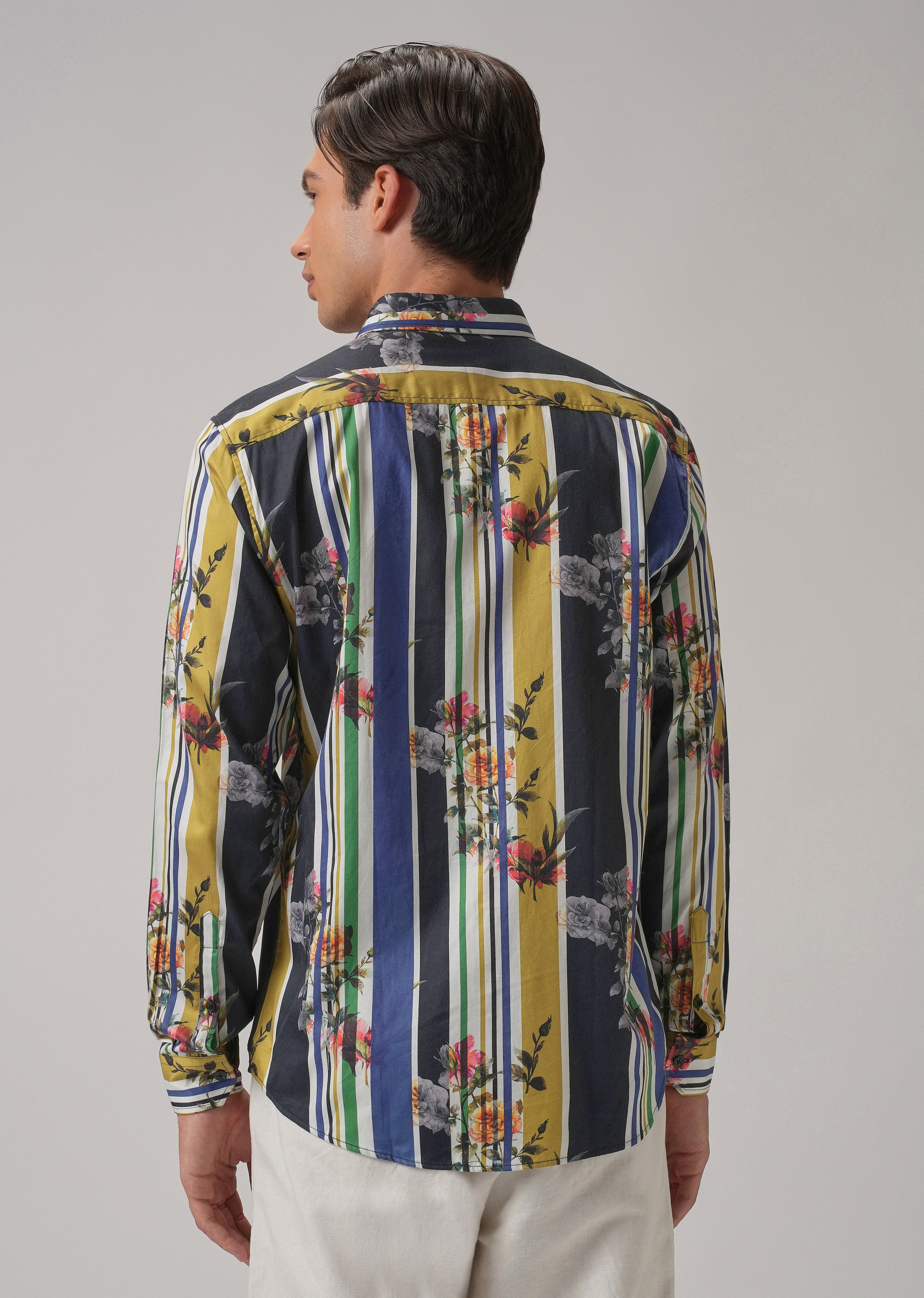 Blossom Full Sleeve Striped Printed Shirt