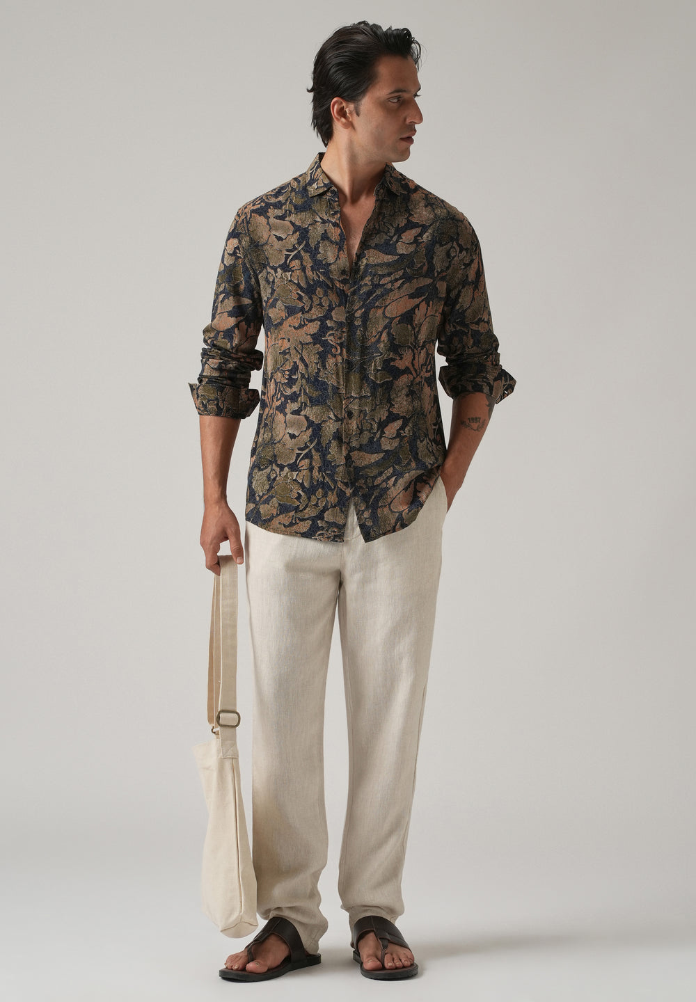 Blue Abstract Distress Print Feather Shirt