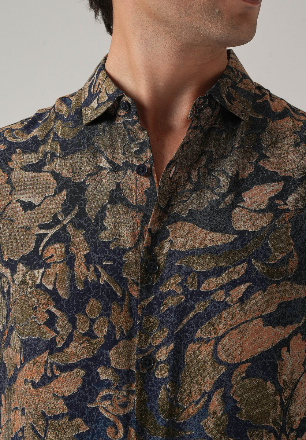 Blue Abstract Distress Print Feather Shirt