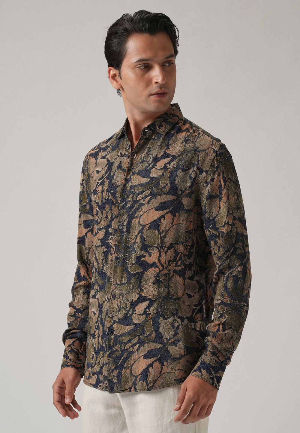 Blue Abstract Distress Print Feather Shirt