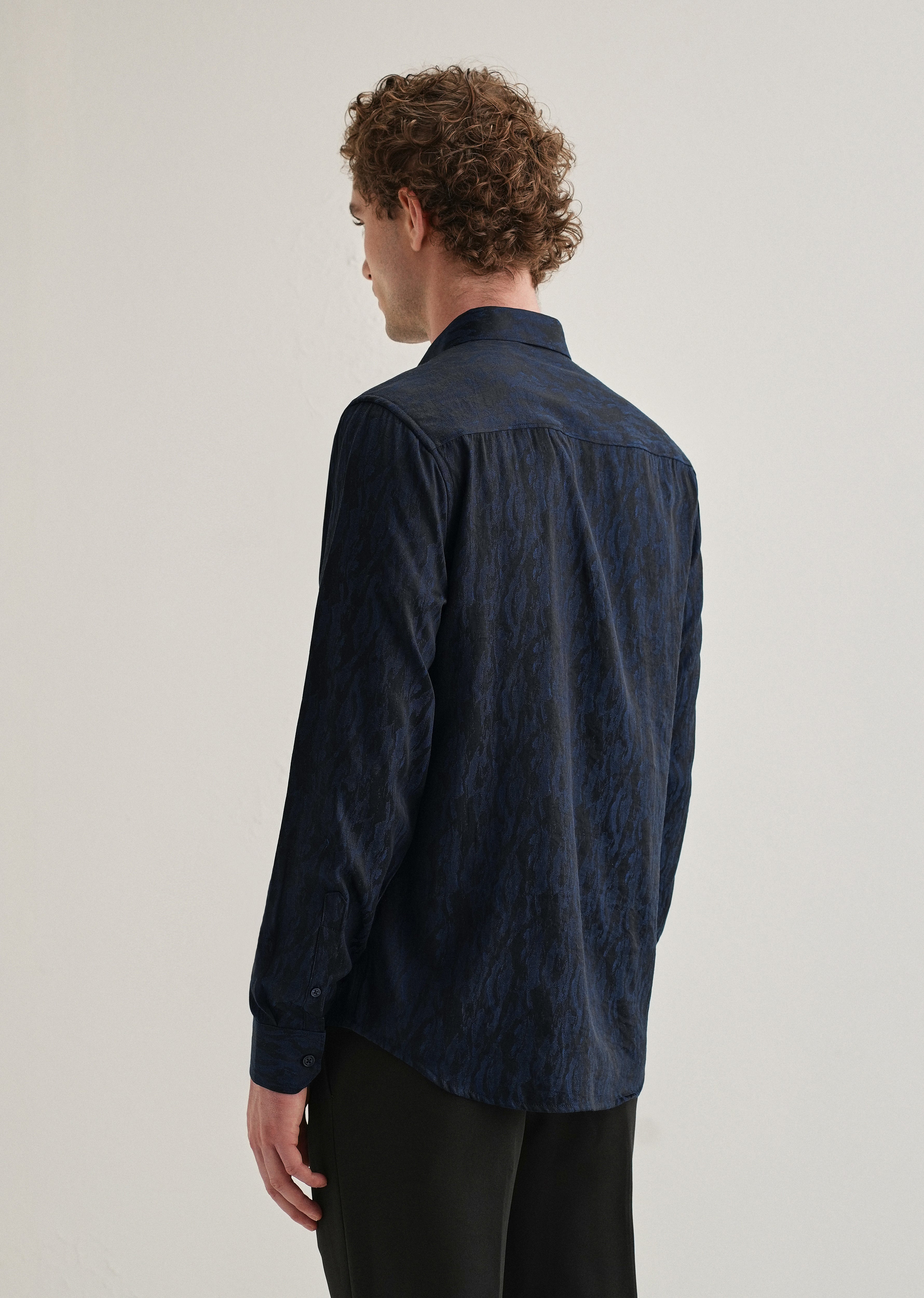Blue Abstract Jacquard Shirt