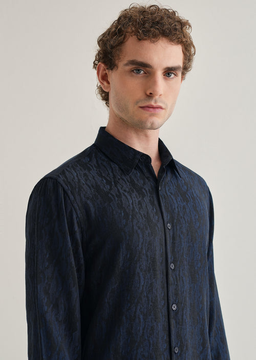 Blue Abstract Jacquard Shirt