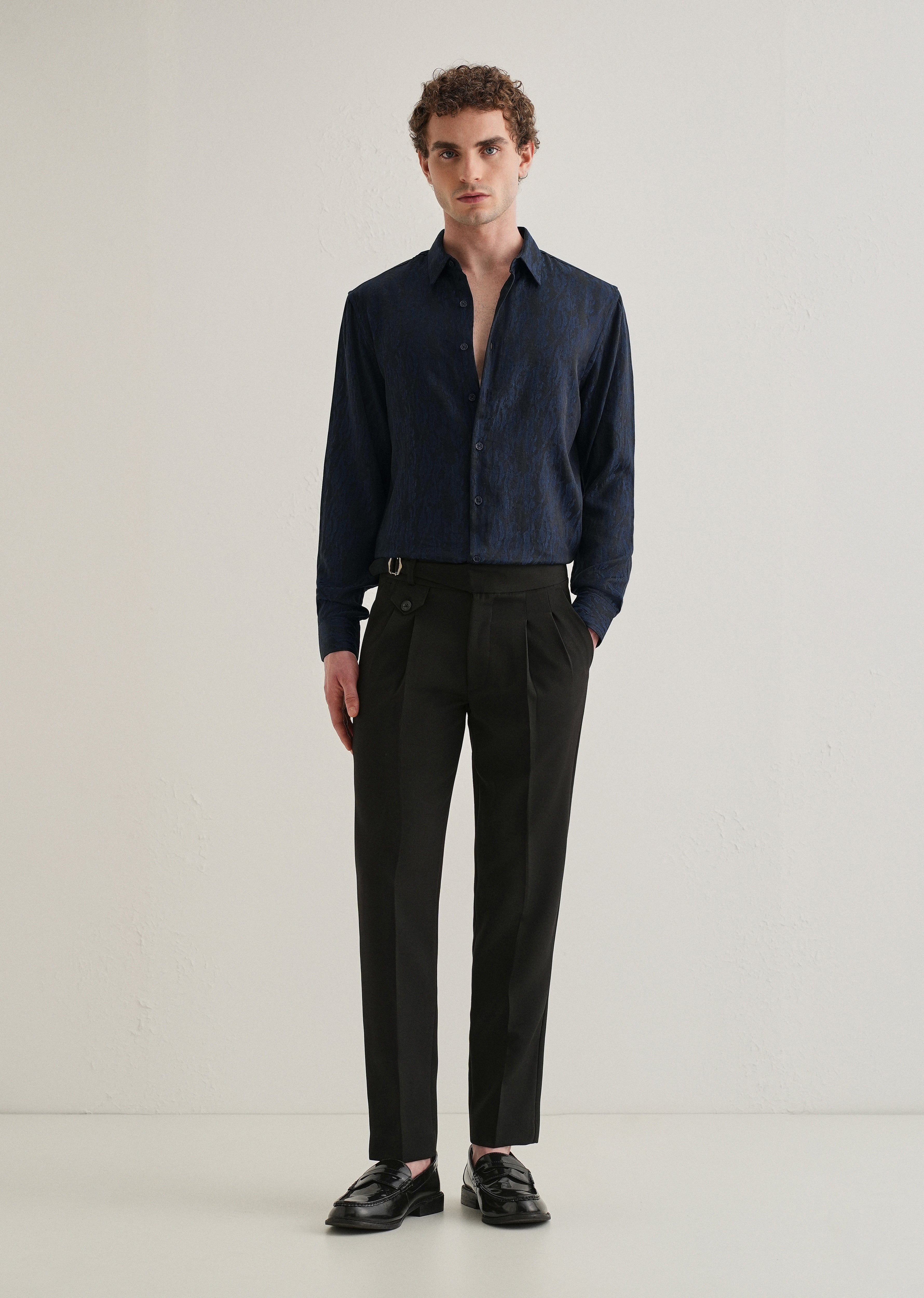 Blue Abstract Jacquard Shirt