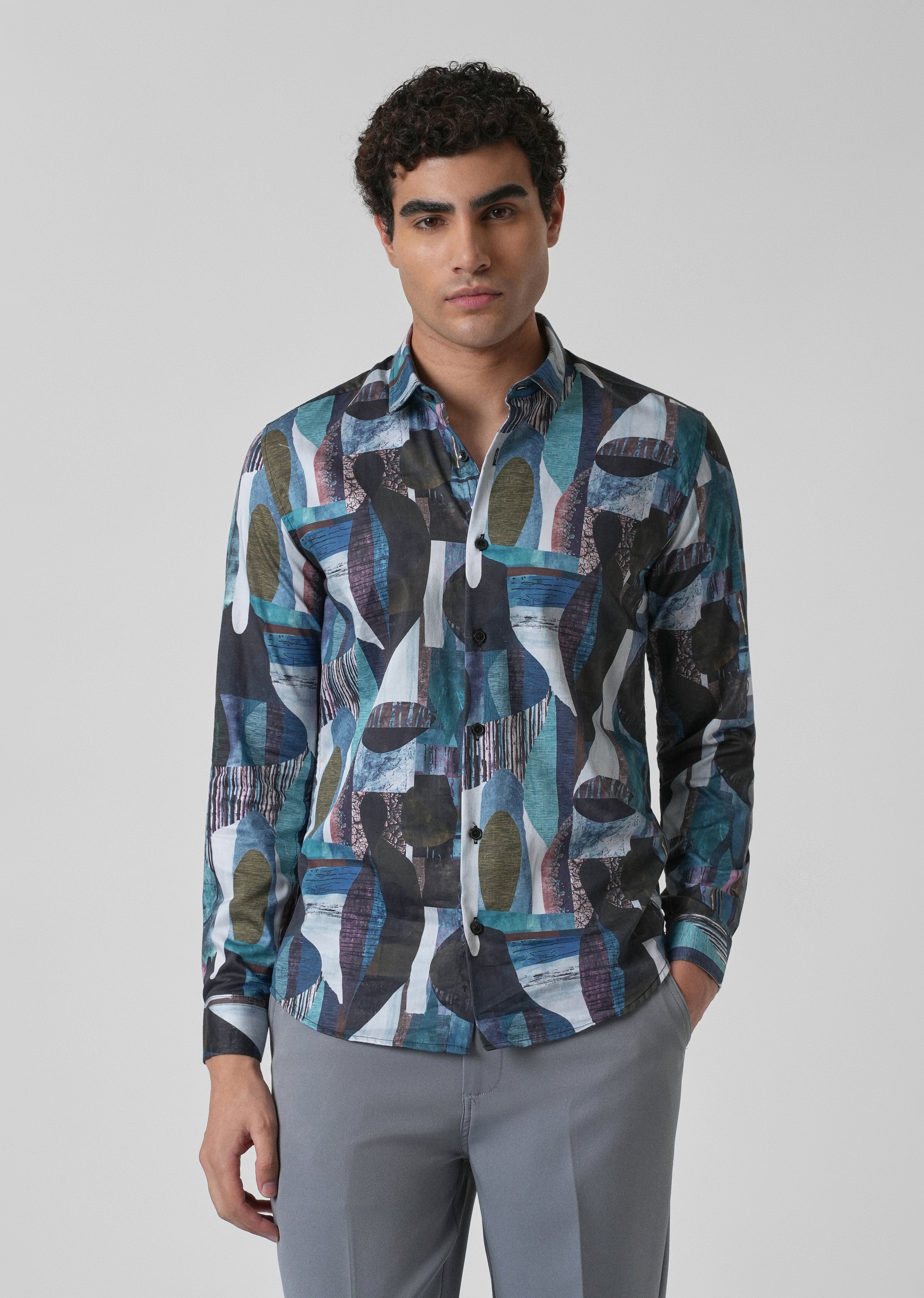 Blue Abstract Print Shirt
