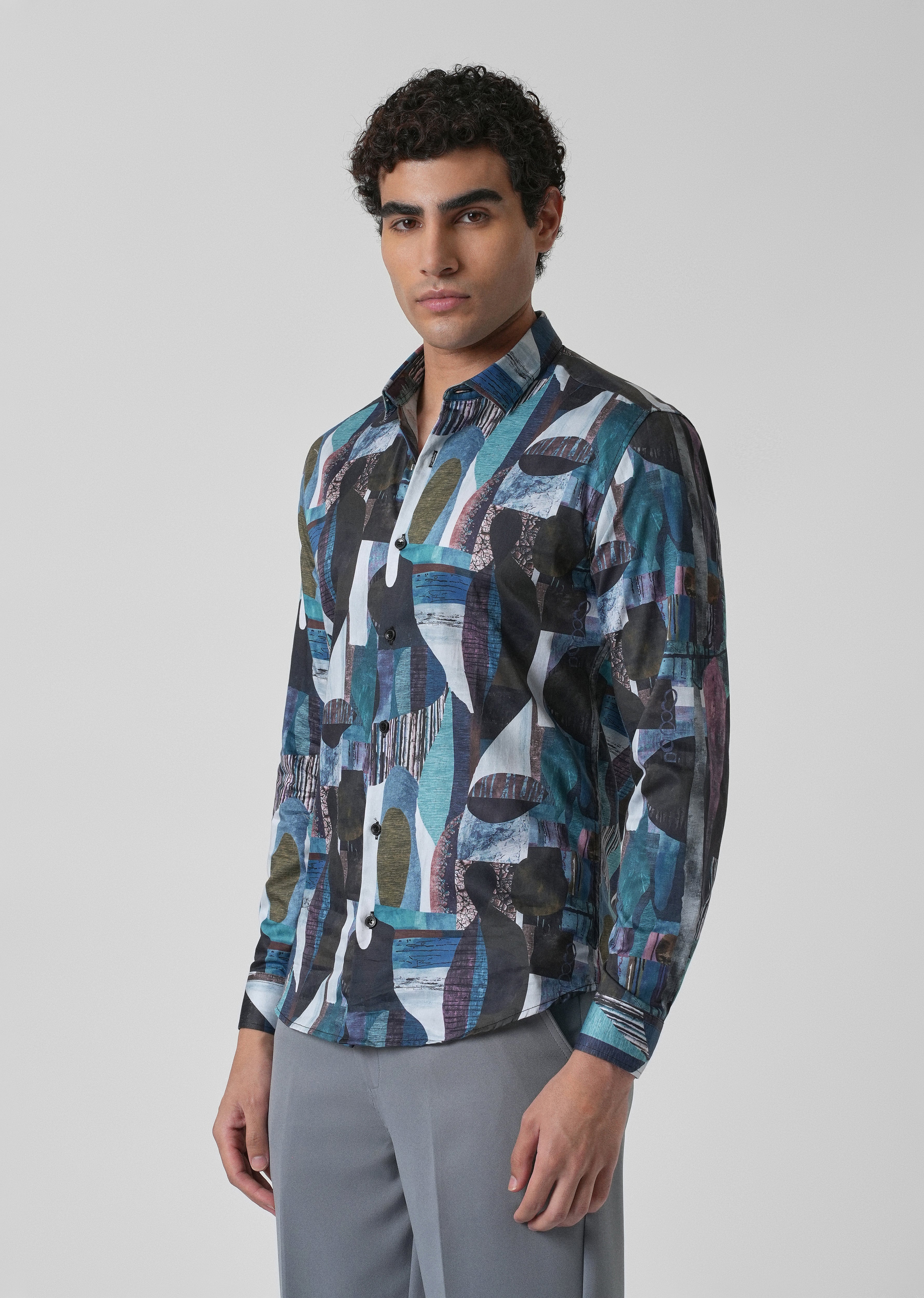 Blue Abstract Print Shirt