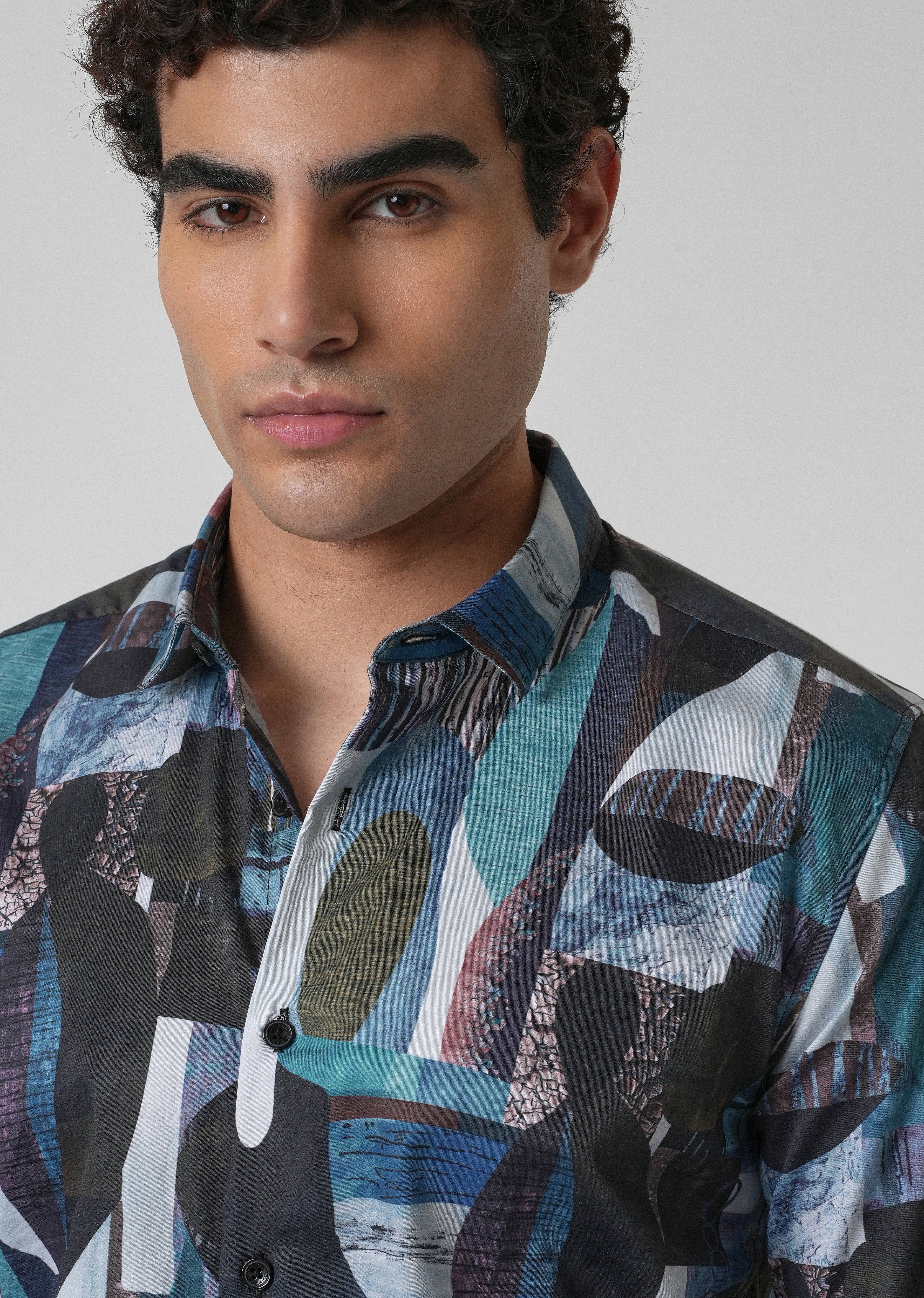 Blue Abstract Print Shirt