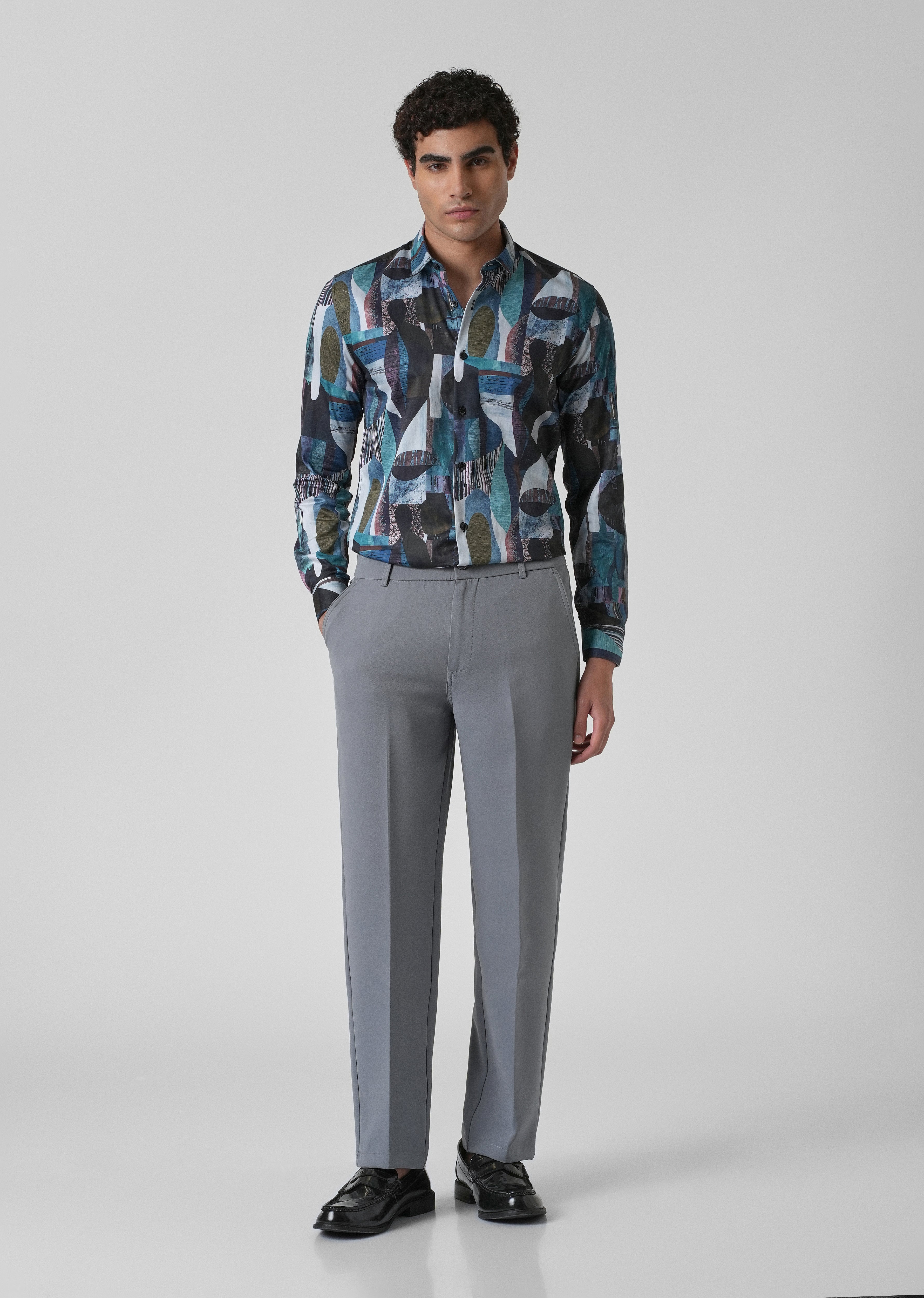 Blue Abstract Print Shirt