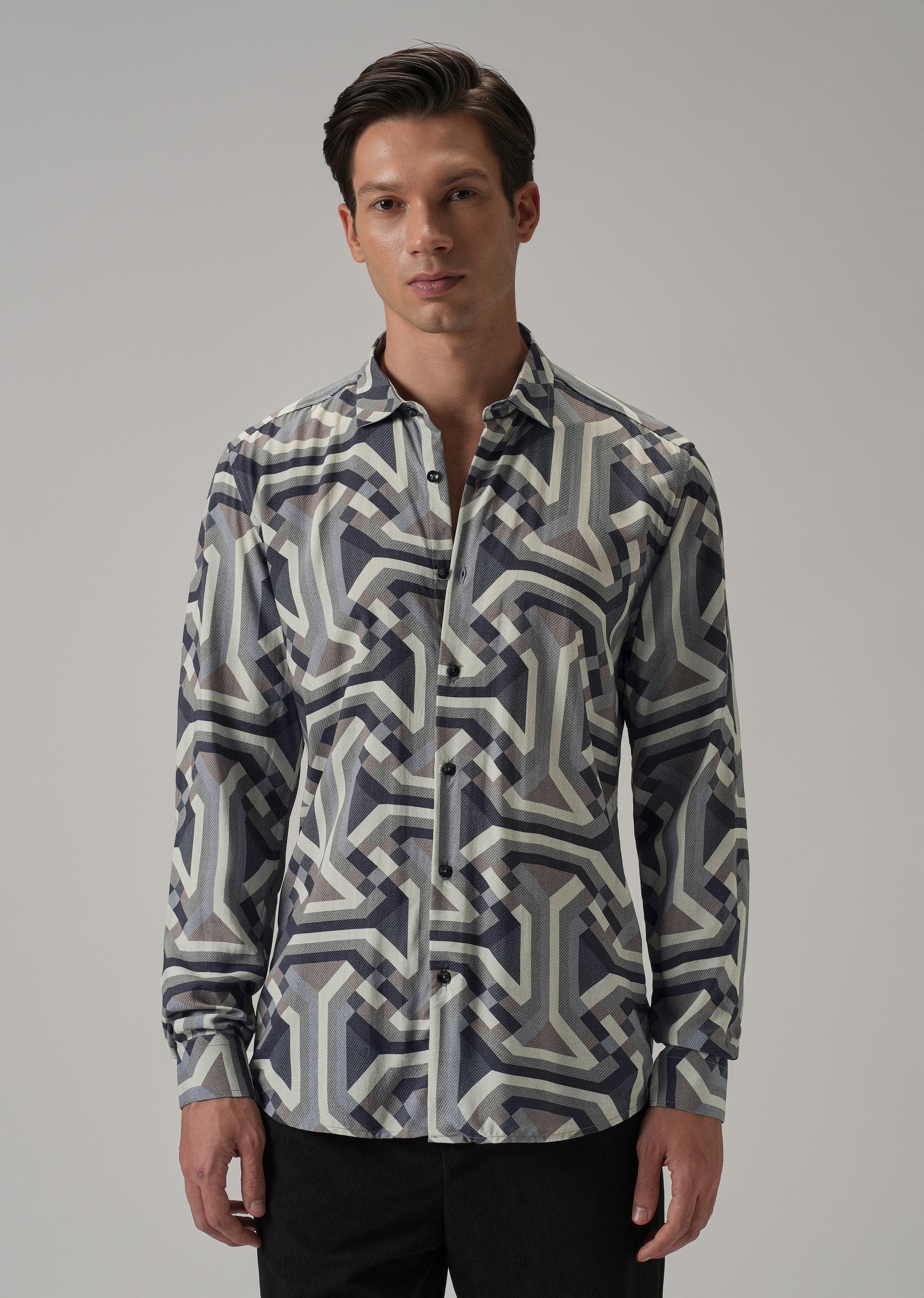 Blue Abstract Texture Printed Shirt
