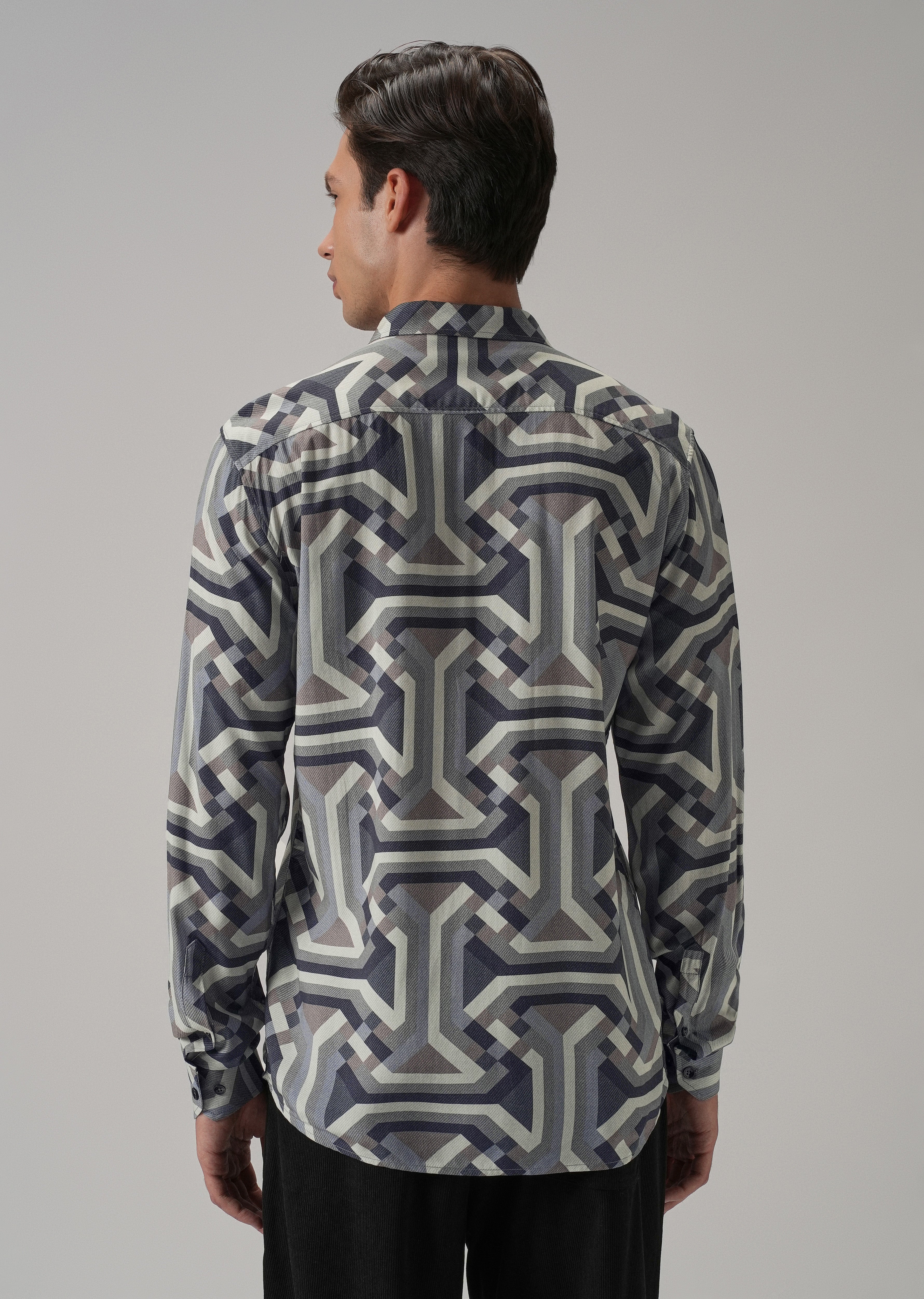 Blue Abstract Texture Printed Shirt