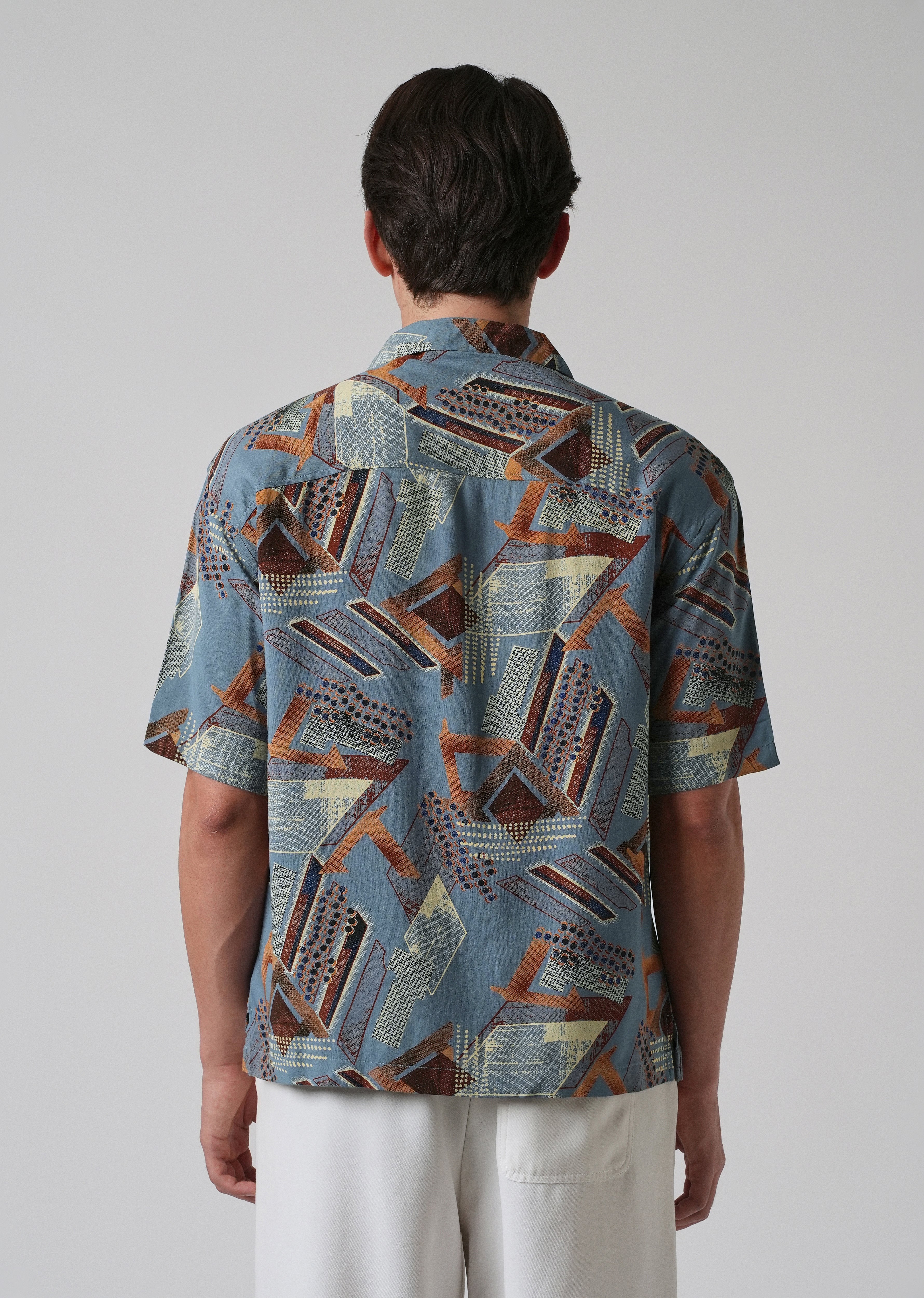 Blue Artistic Abstract Oversized Feather Shirt
