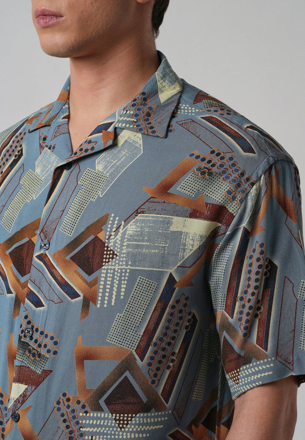 Blue Artistic Abstract Oversized Feather Shirt