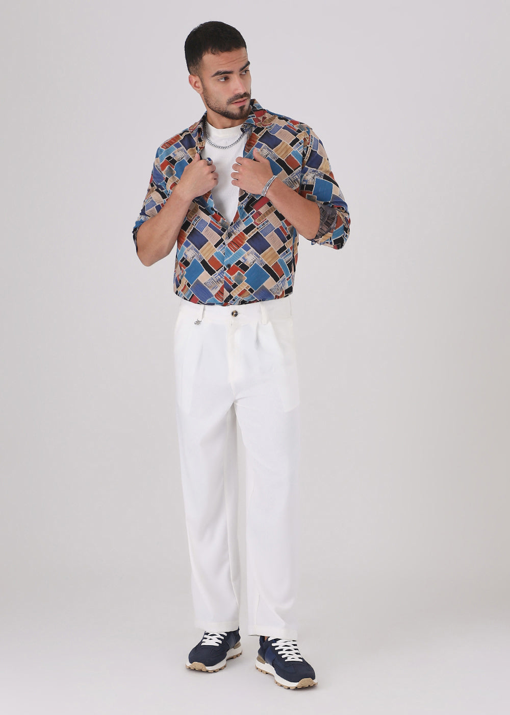 Blue Block Feather Shirt