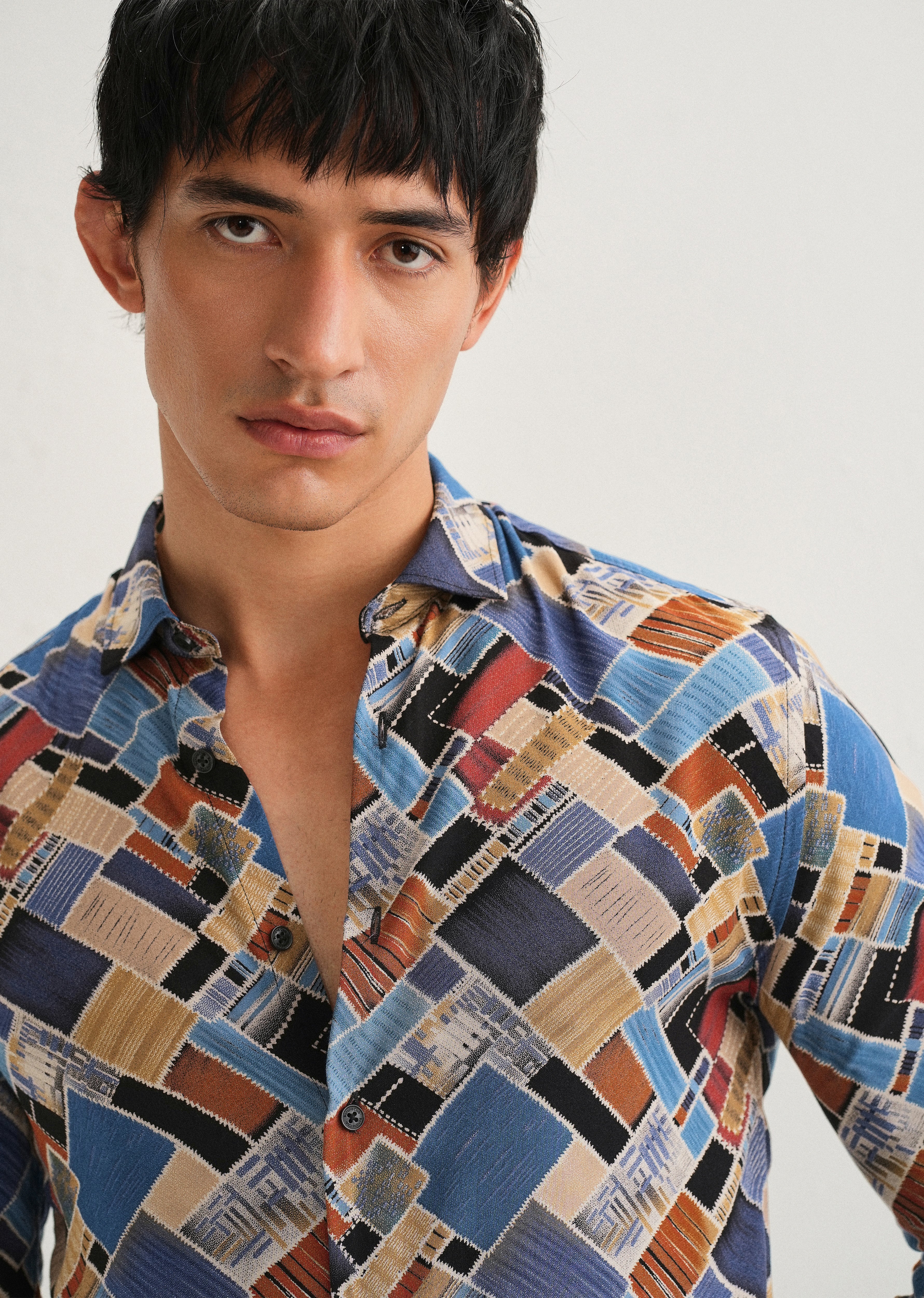 Blue Block Feather Shirt