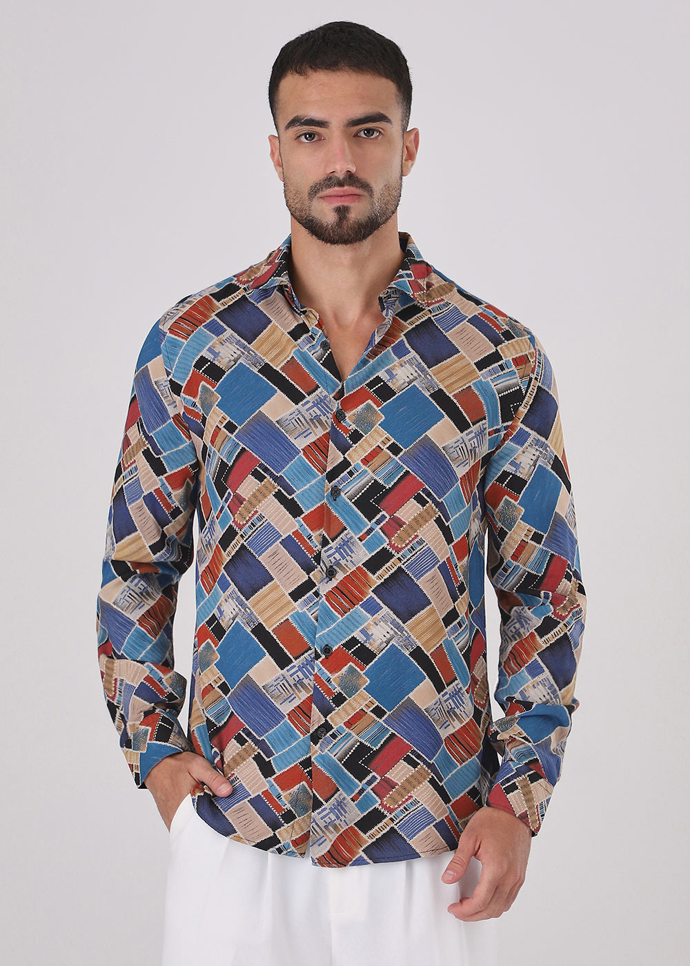 Blue Block Feather Shirt