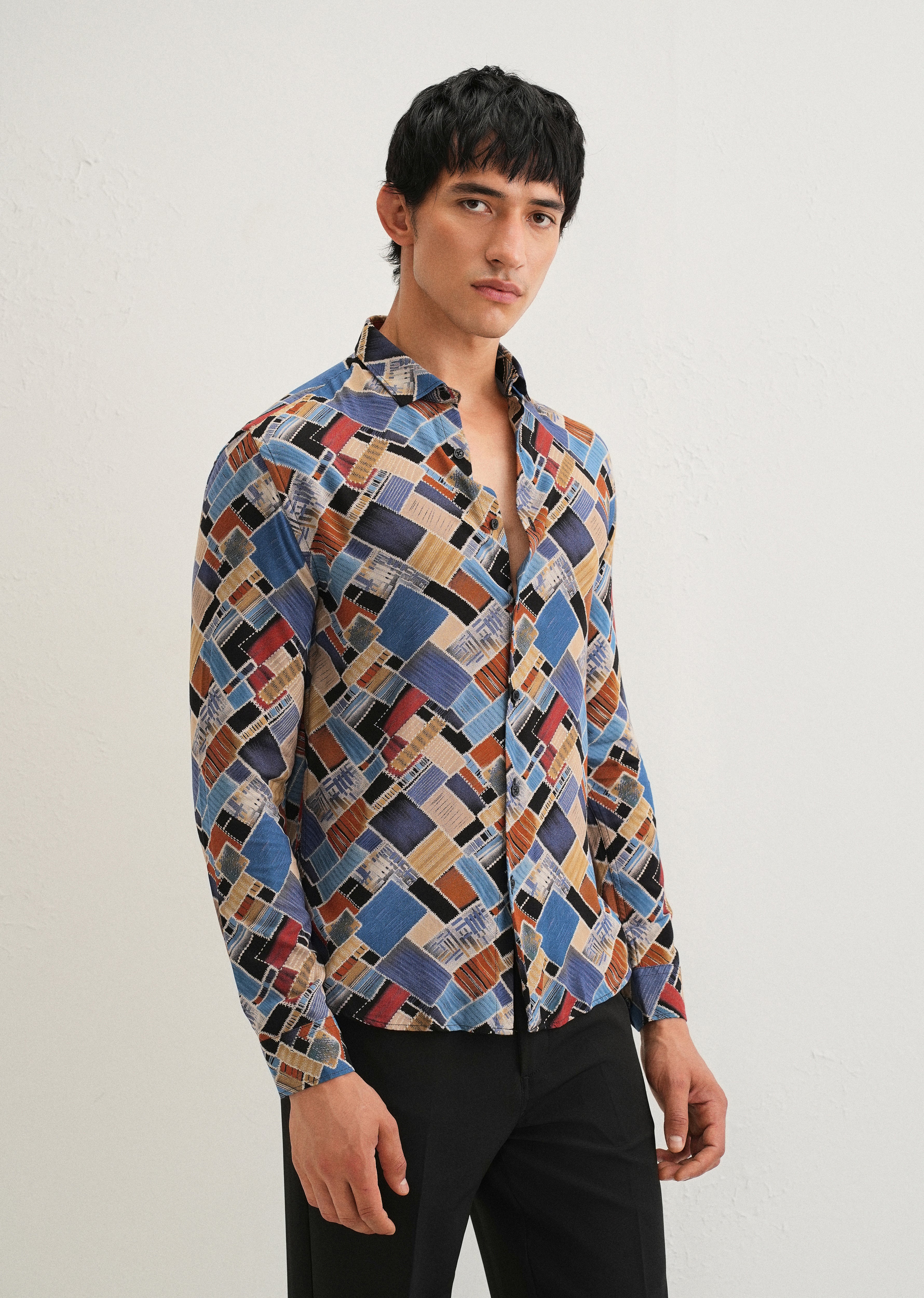 Blue Block Feather Shirt