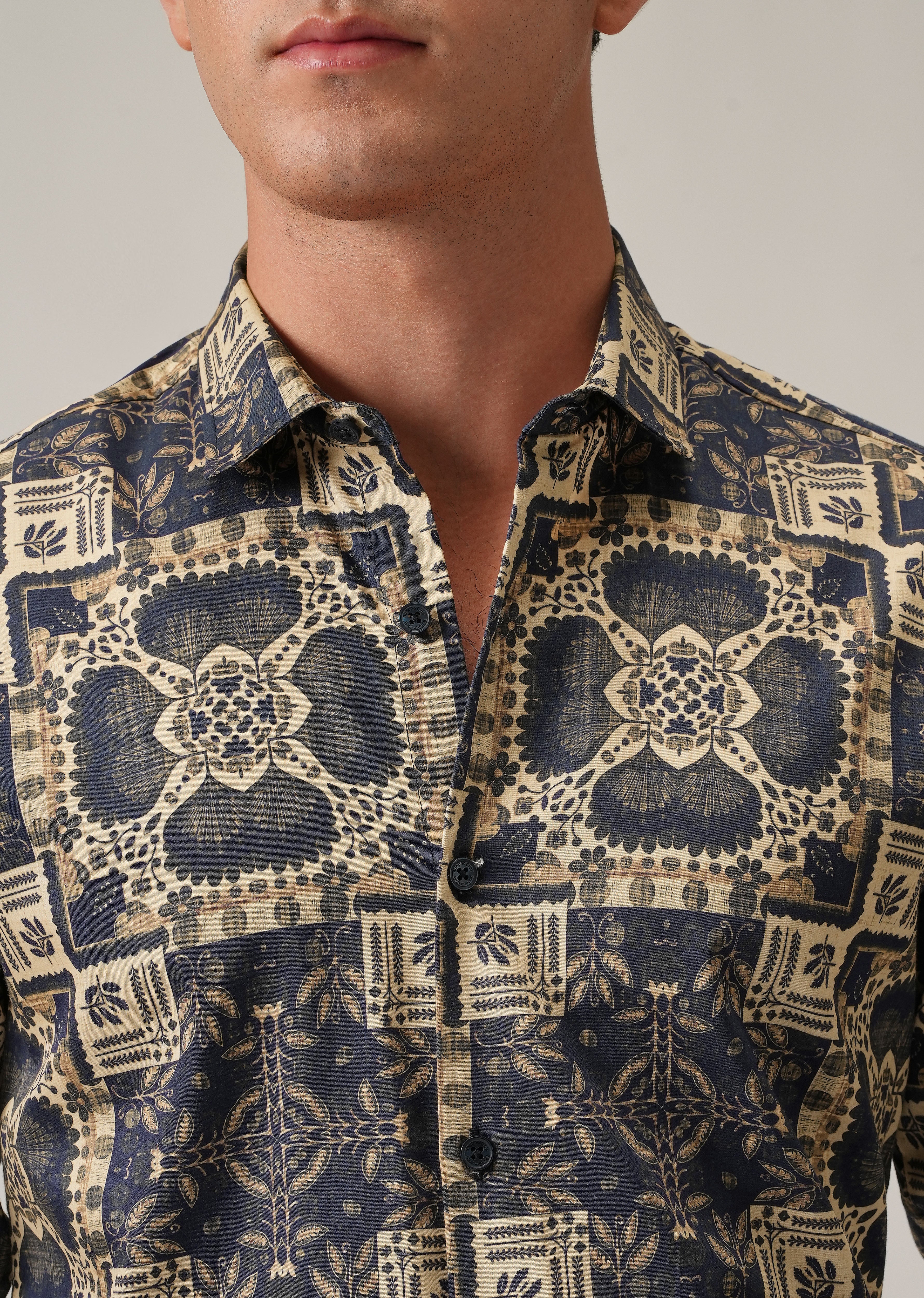 Blue Block Print Shirt