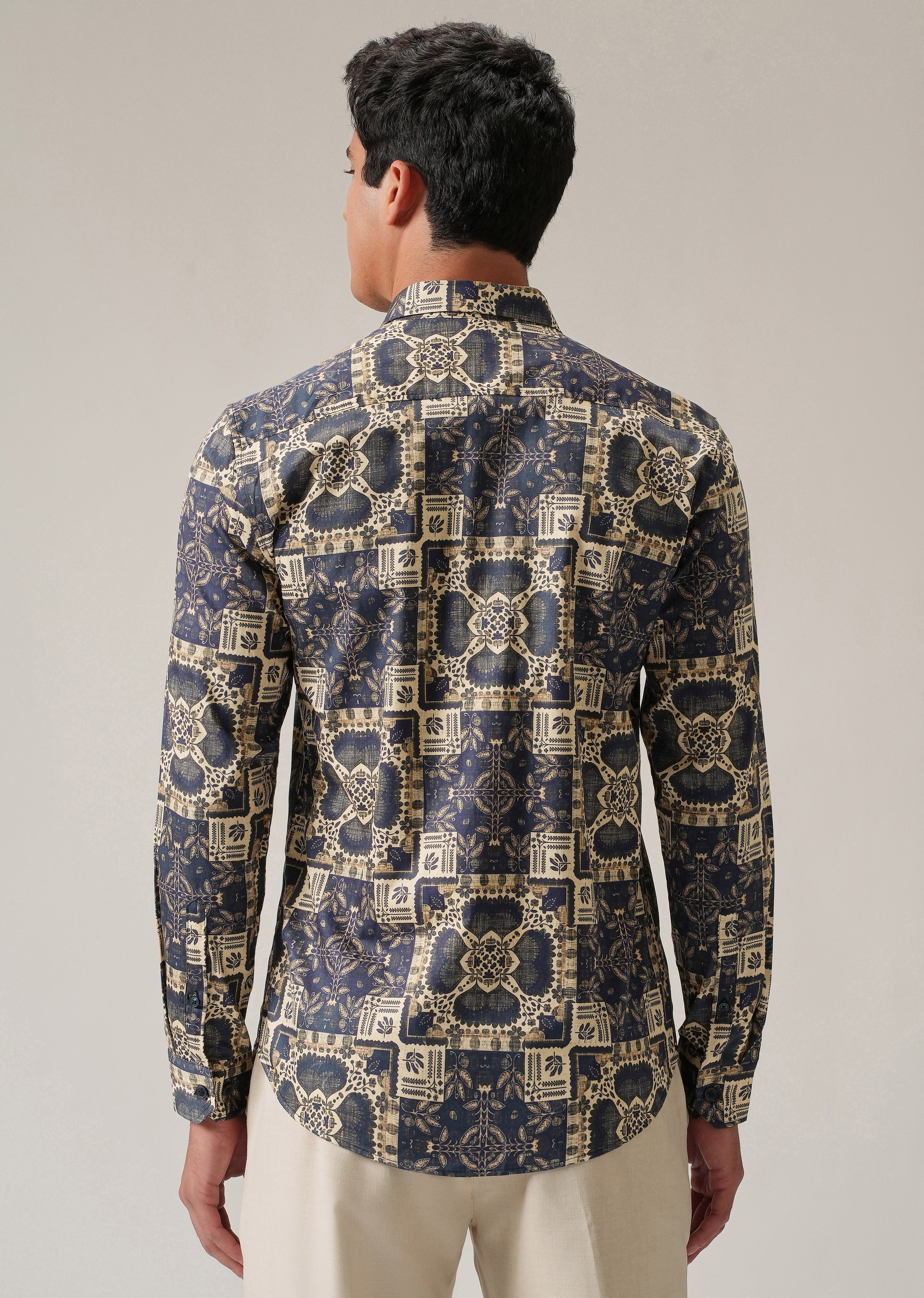 Blue Block Print Shirt