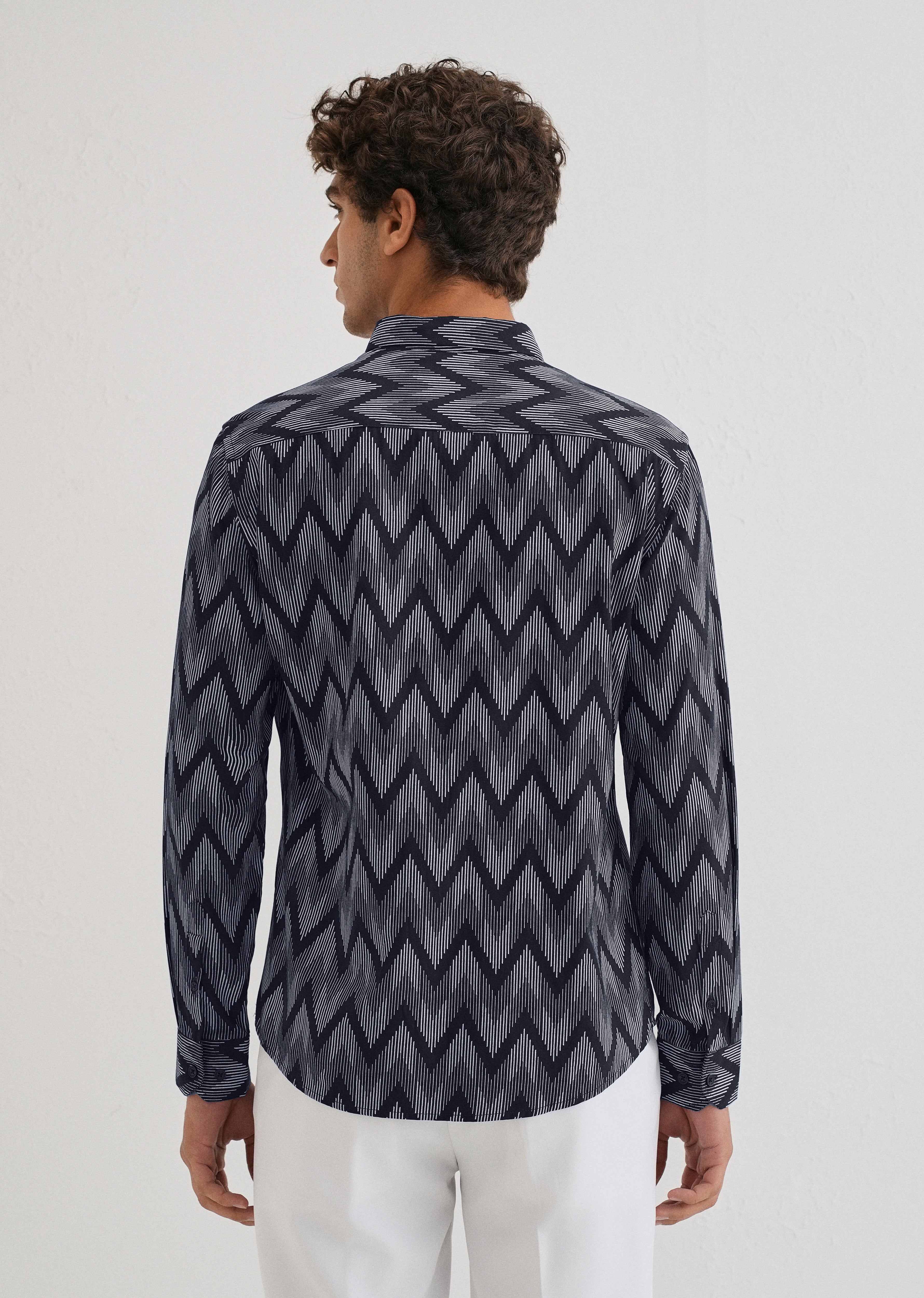 Blue Chevron Printed Shirt