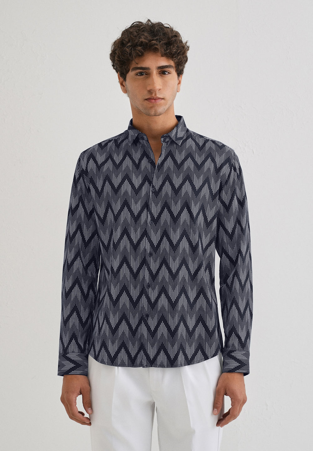 Blue Chevron Printed Shirt