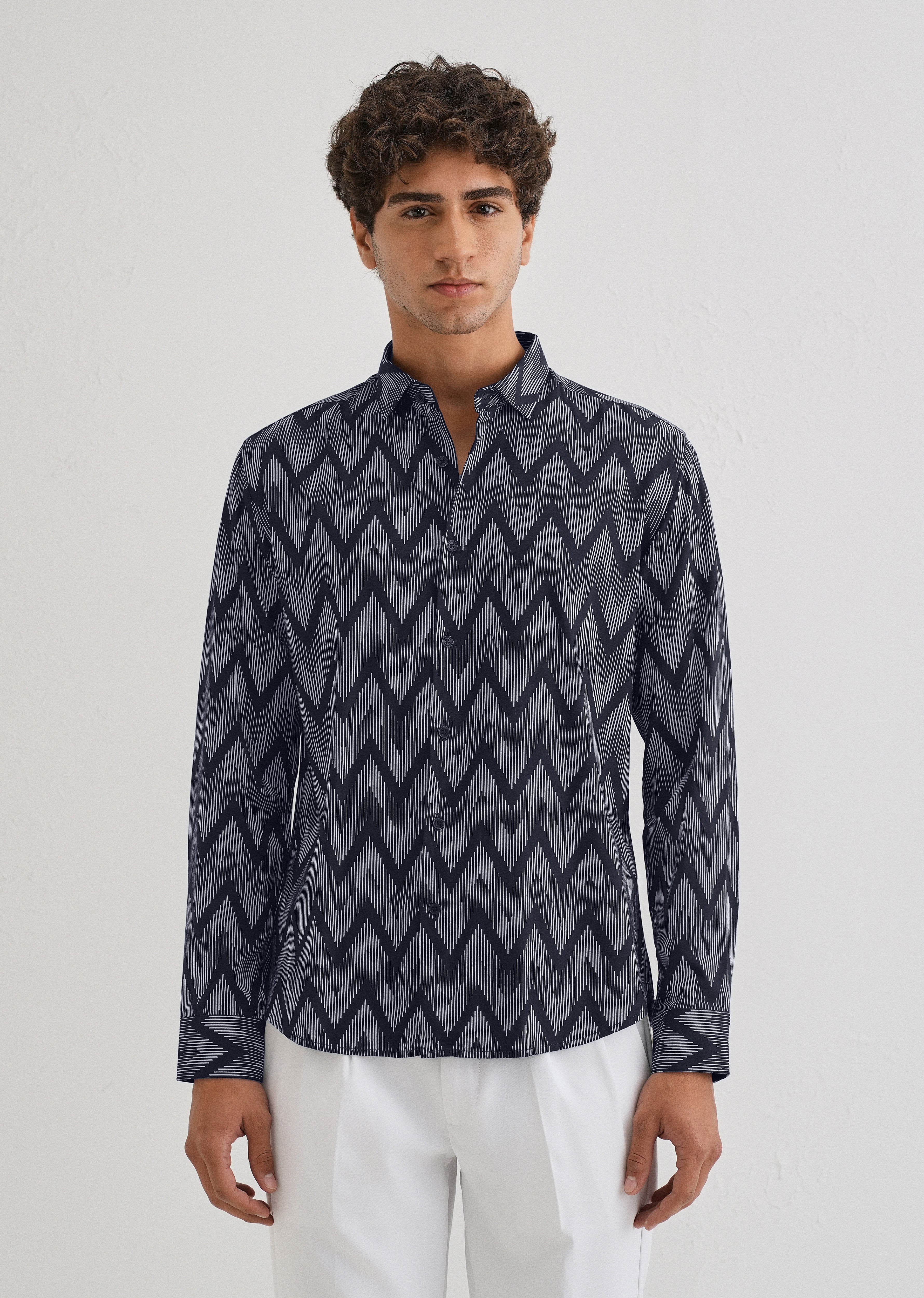 Blue Chevron Printed Shirt