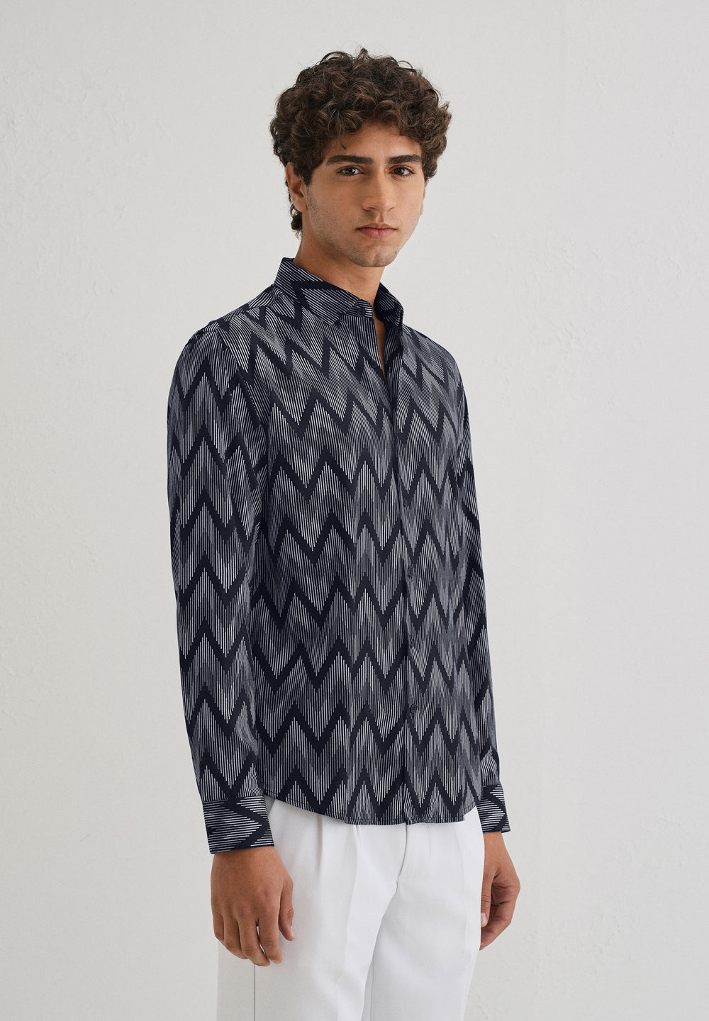 Blue Chevron Printed Shirt