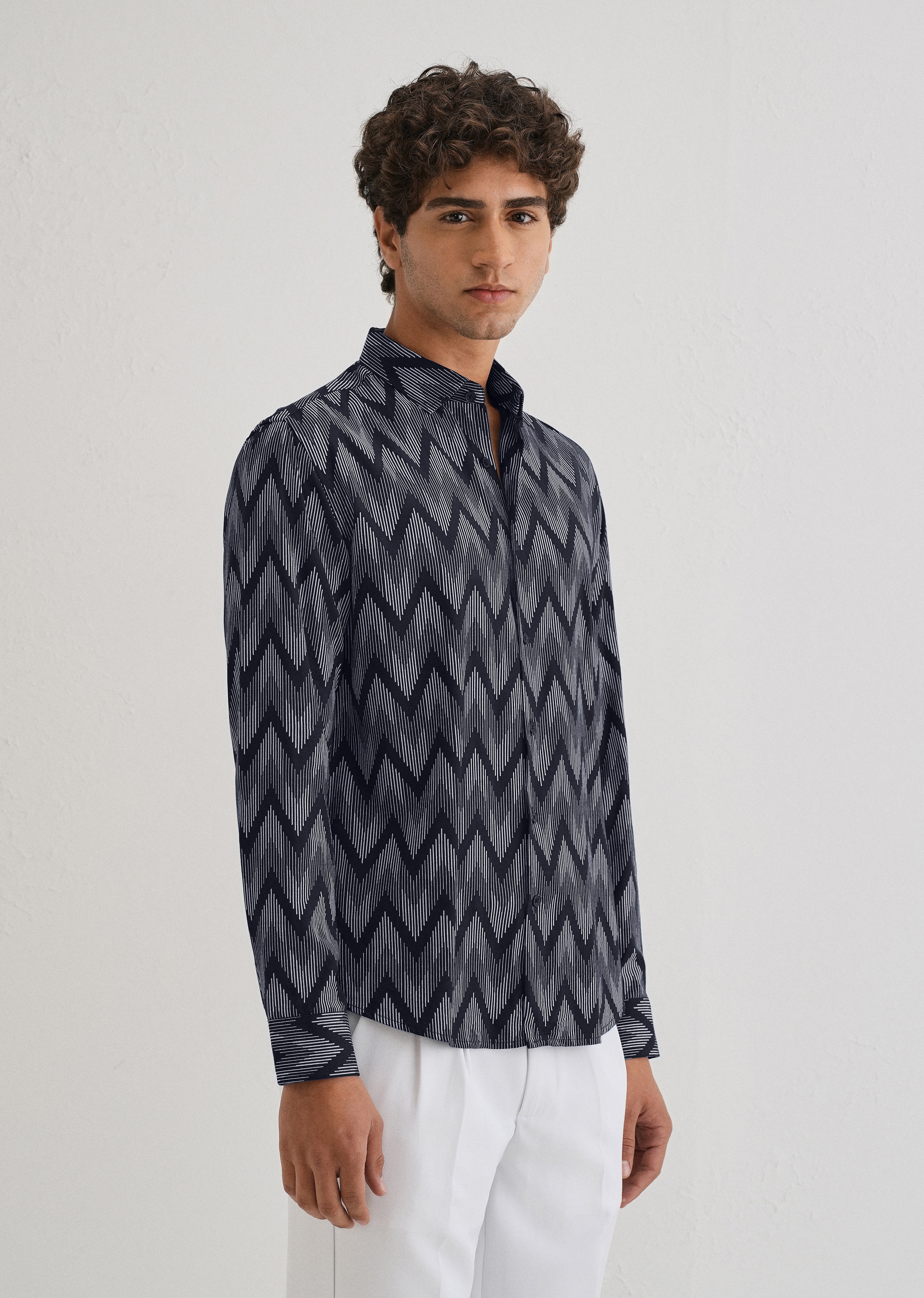 Blue Chevron Printed Shirt