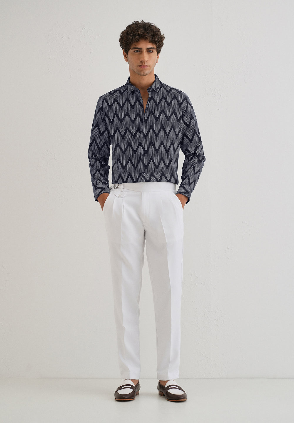 Blue Chevron Printed Shirt