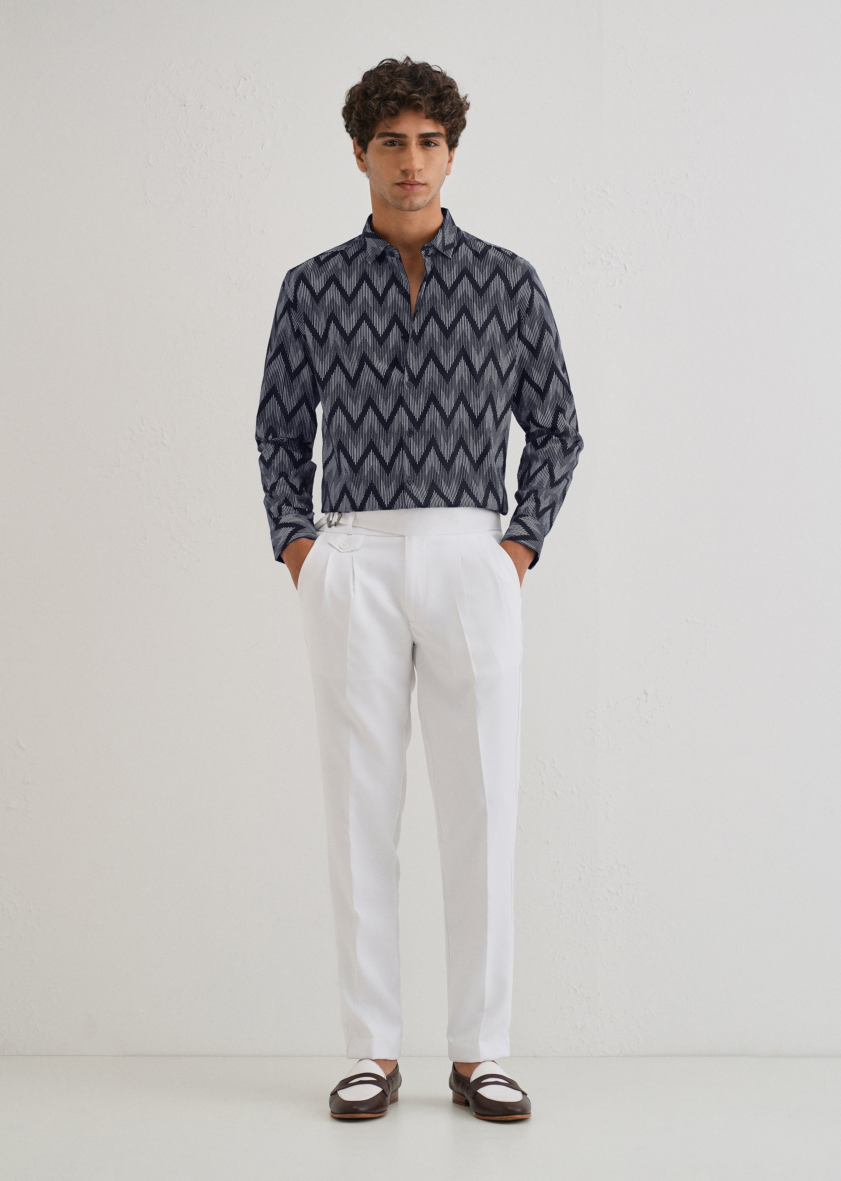 Blue Chevron Printed Shirt