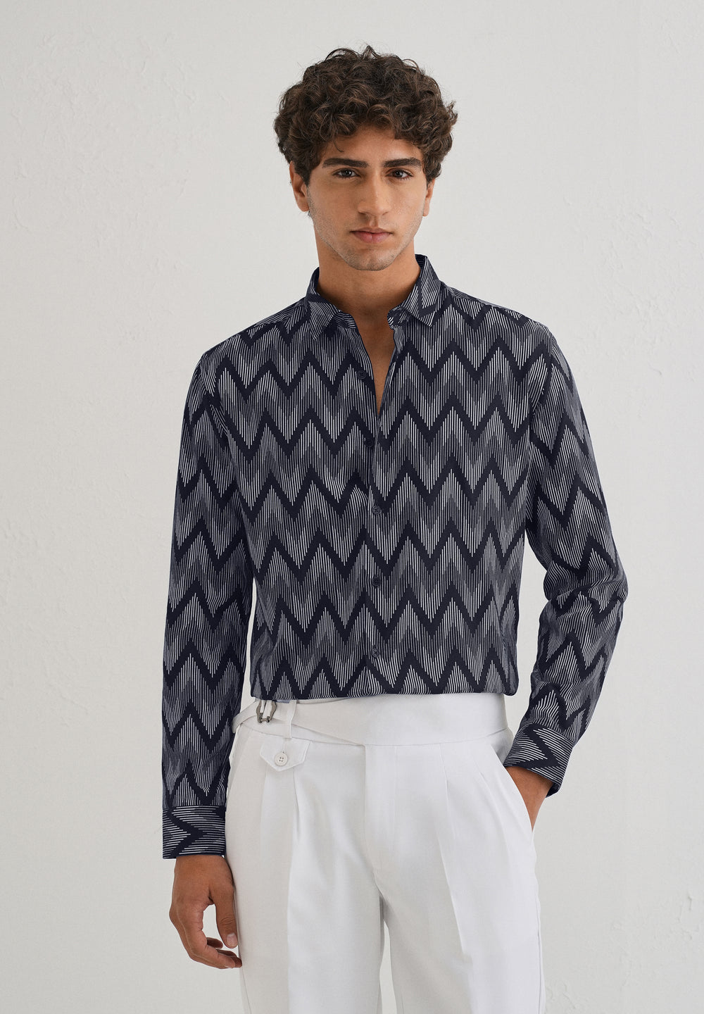 Blue Chevron Printed Shirt